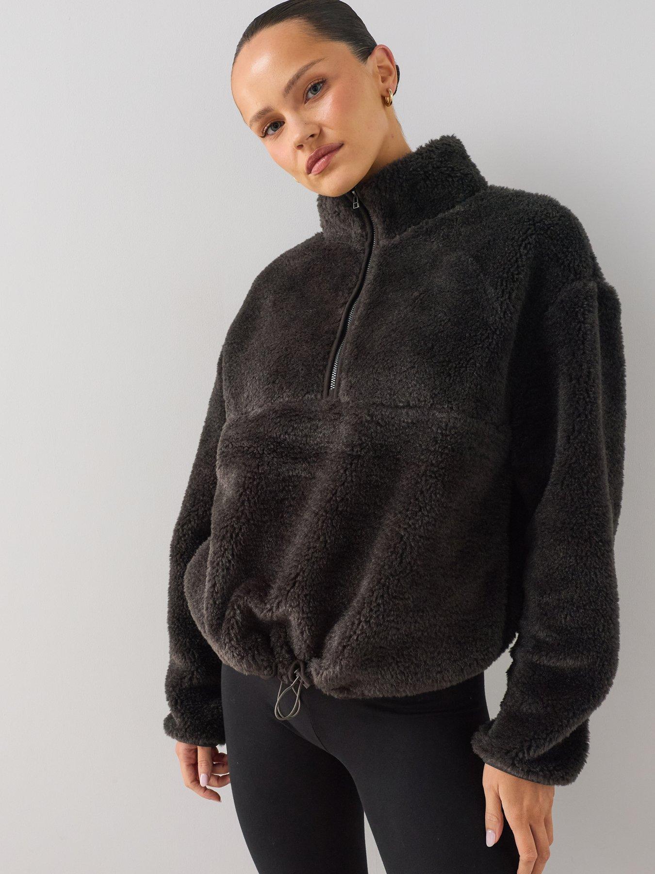 The Very Collection Half Zip Borg Jacket - Grey