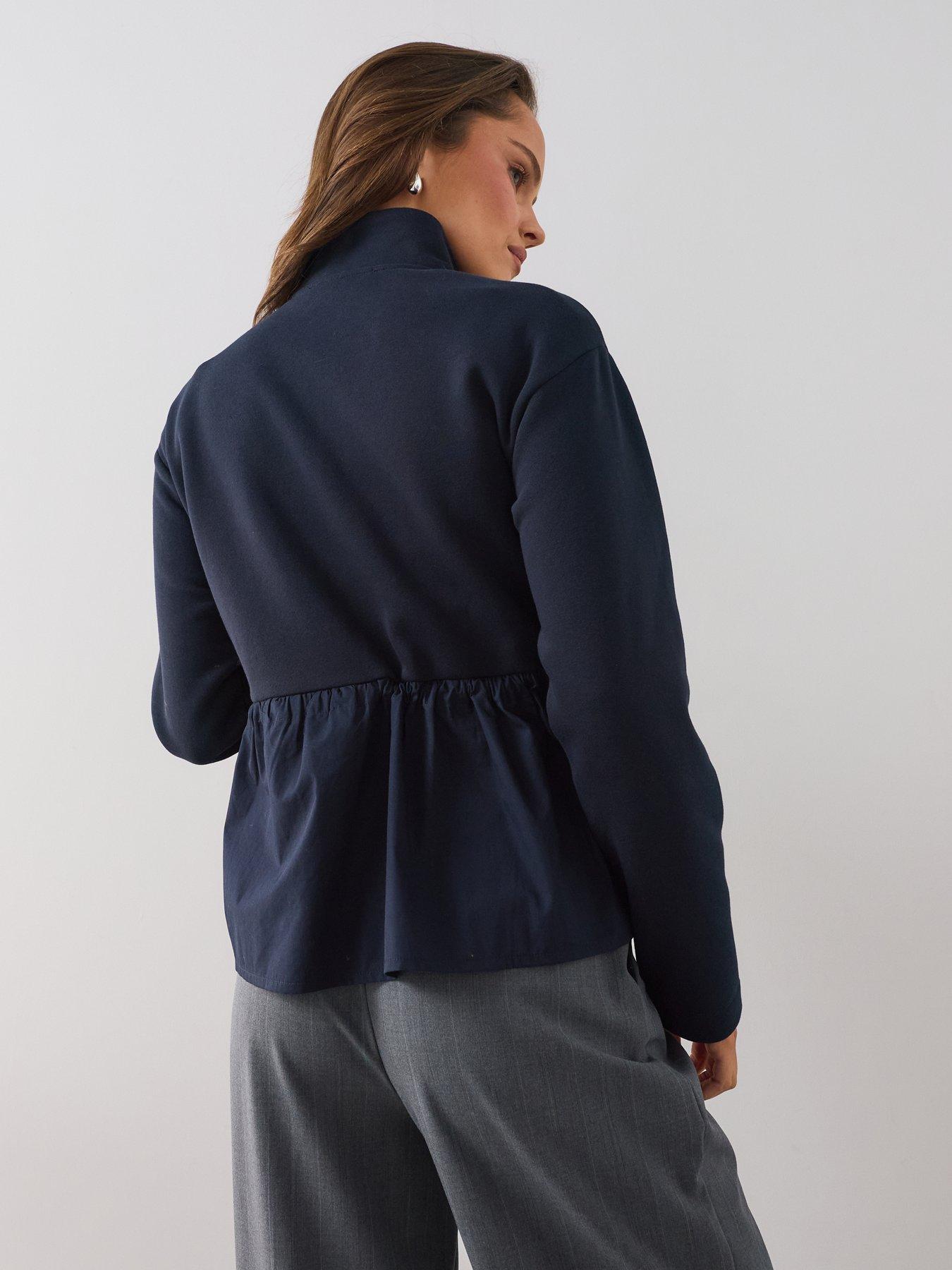 Image 2 of 7 of The Very Collection Woven Mix Zip-Up Jacket - Navy