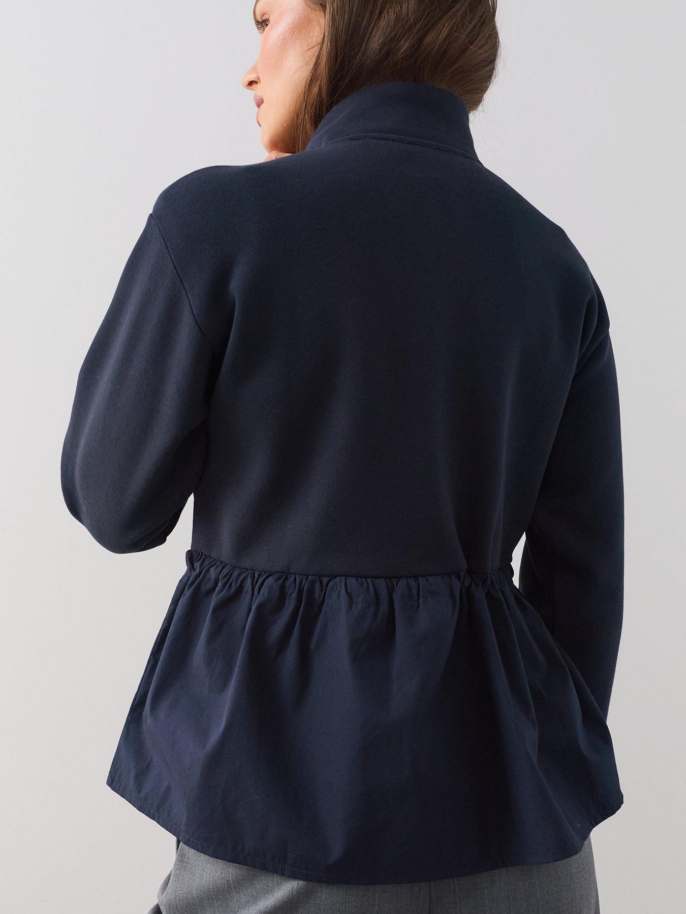 Image 6 of 7 of The Very Collection Woven Mix Zip-Up Jacket - Navy