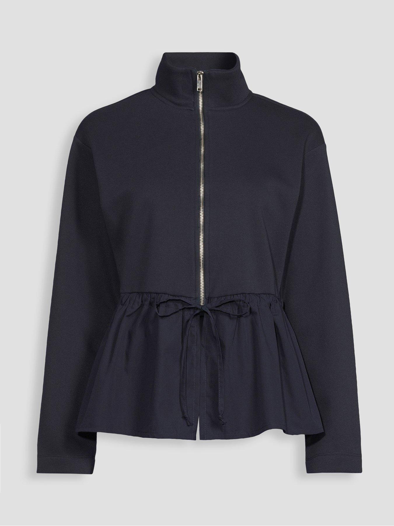 Image 7 of 7 of The Very Collection Woven Mix Zip-Up Jacket - Navy