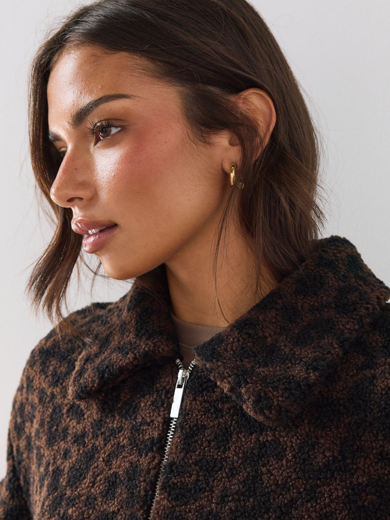 Image 4 of 6 of The Very Collection Womens Leopard Print Borg Zip-Through Jacket - Animal