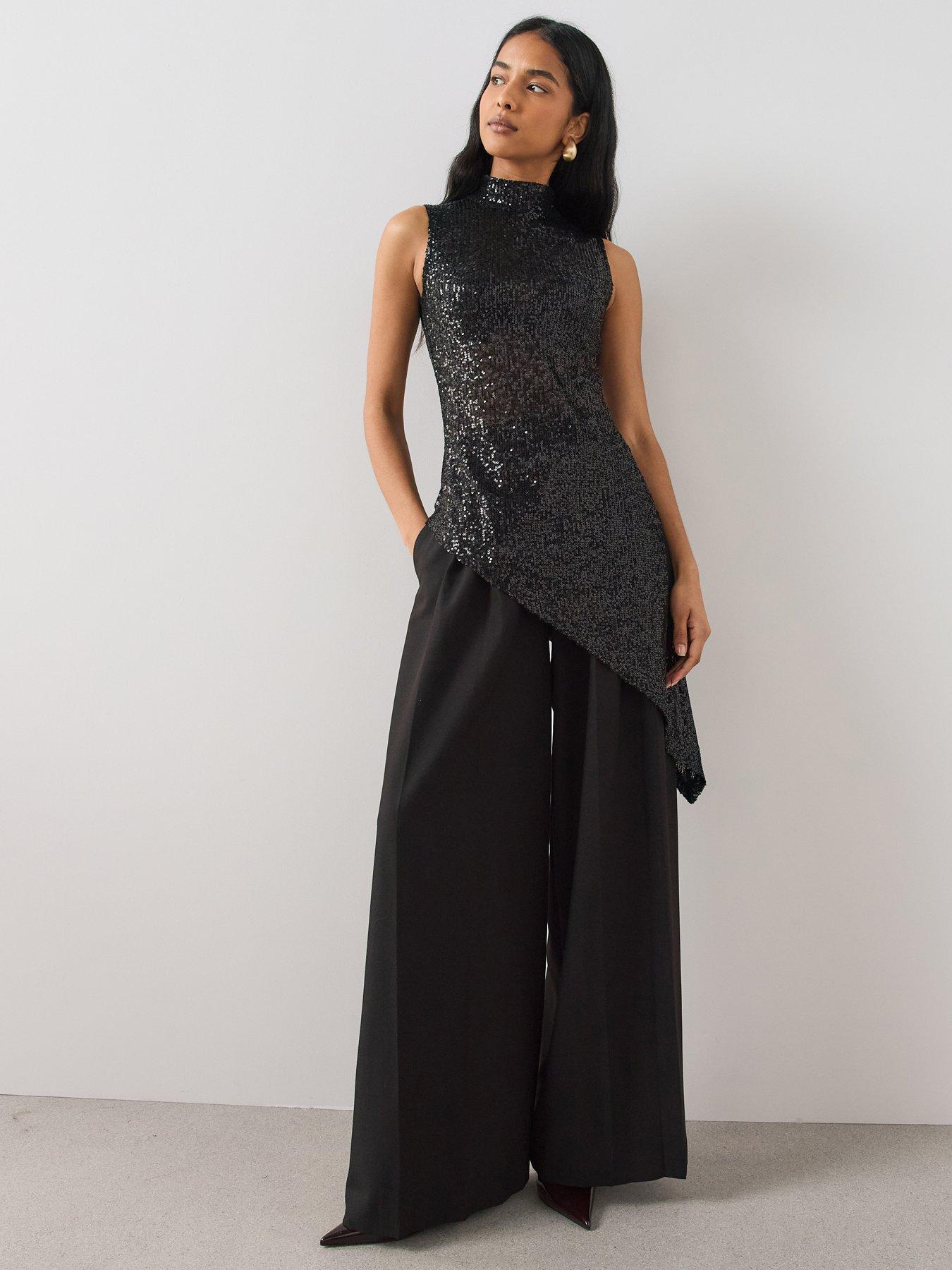 Image 1 of 6 of The Very Collection Sequin Asymmetric Sleeveless Top