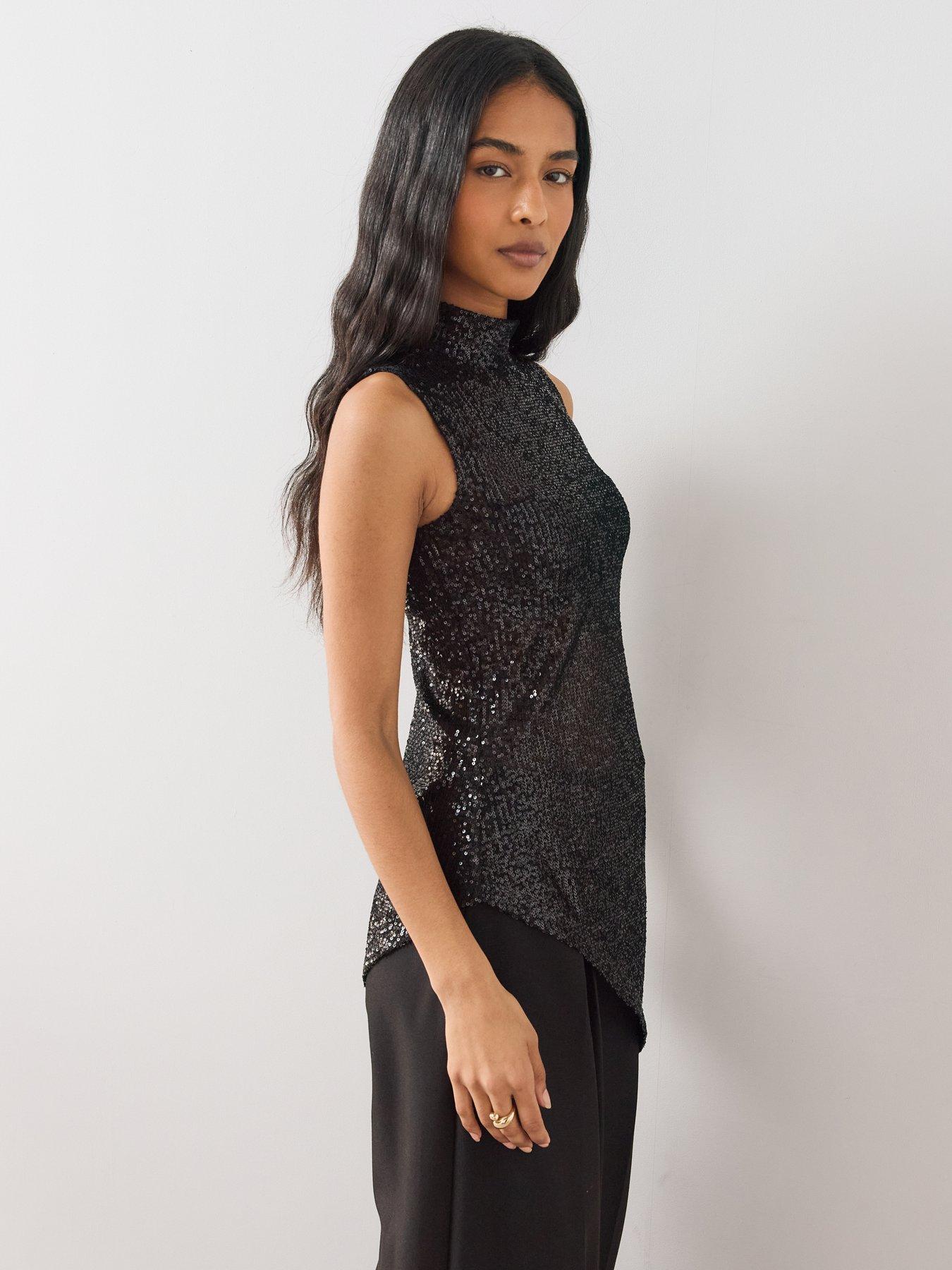 Image 2 of 6 of The Very Collection Sequin Asymmetric Sleeveless Top