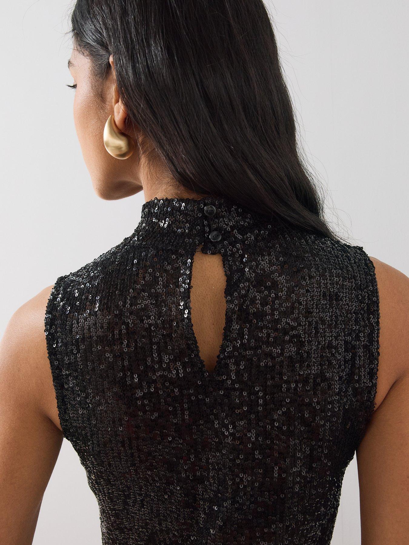 Image 4 of 6 of The Very Collection Sequin Asymmetric Sleeveless Top
