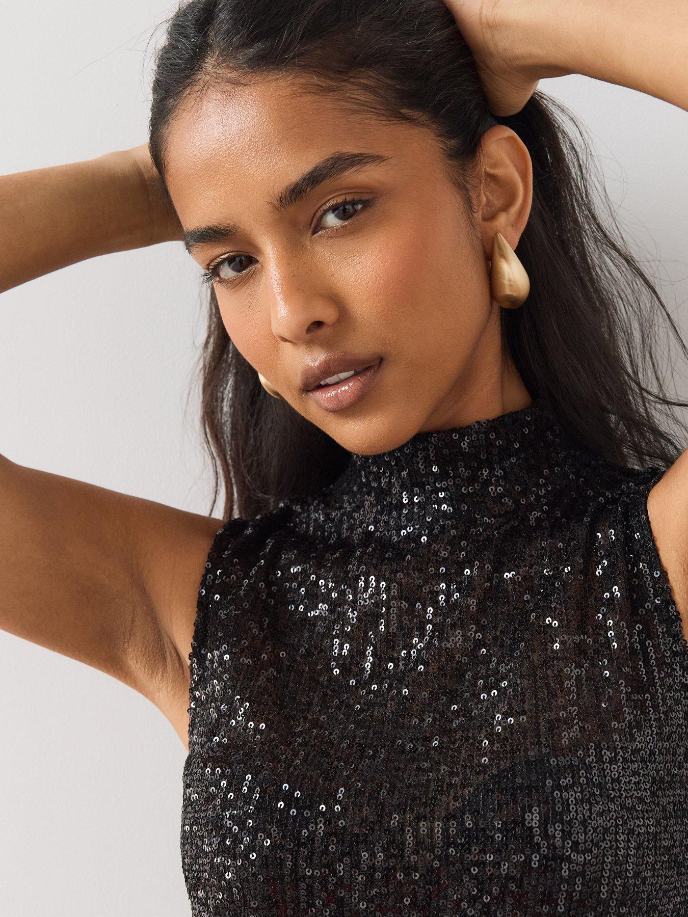 Image 5 of 6 of The Very Collection Sequin Asymmetric Sleeveless Top