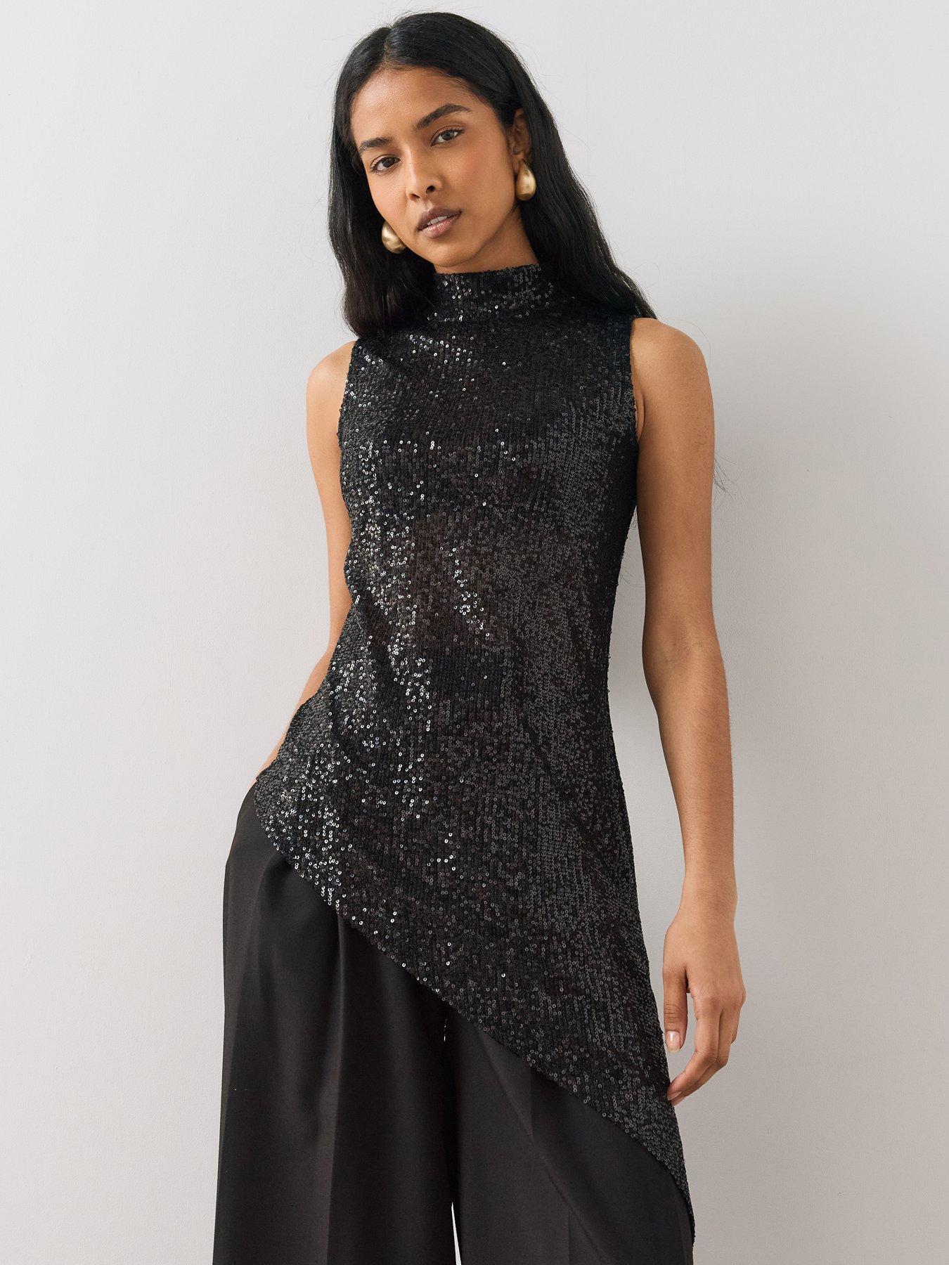Image 6 of 6 of The Very Collection Sequin Asymmetric Sleeveless Top