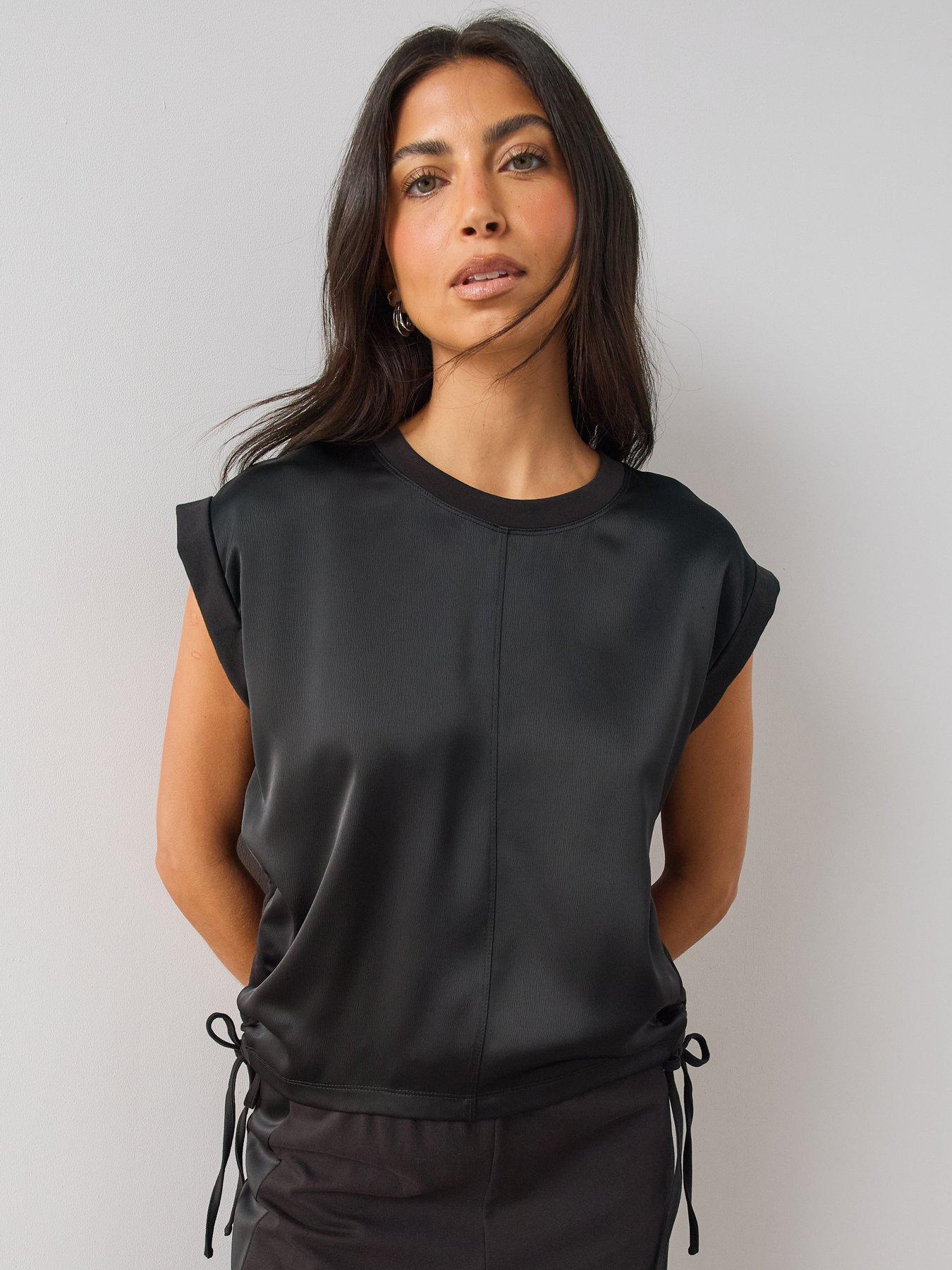 Image 1 of 6 of The Very Collection Womens Satin Front Blouse - Black