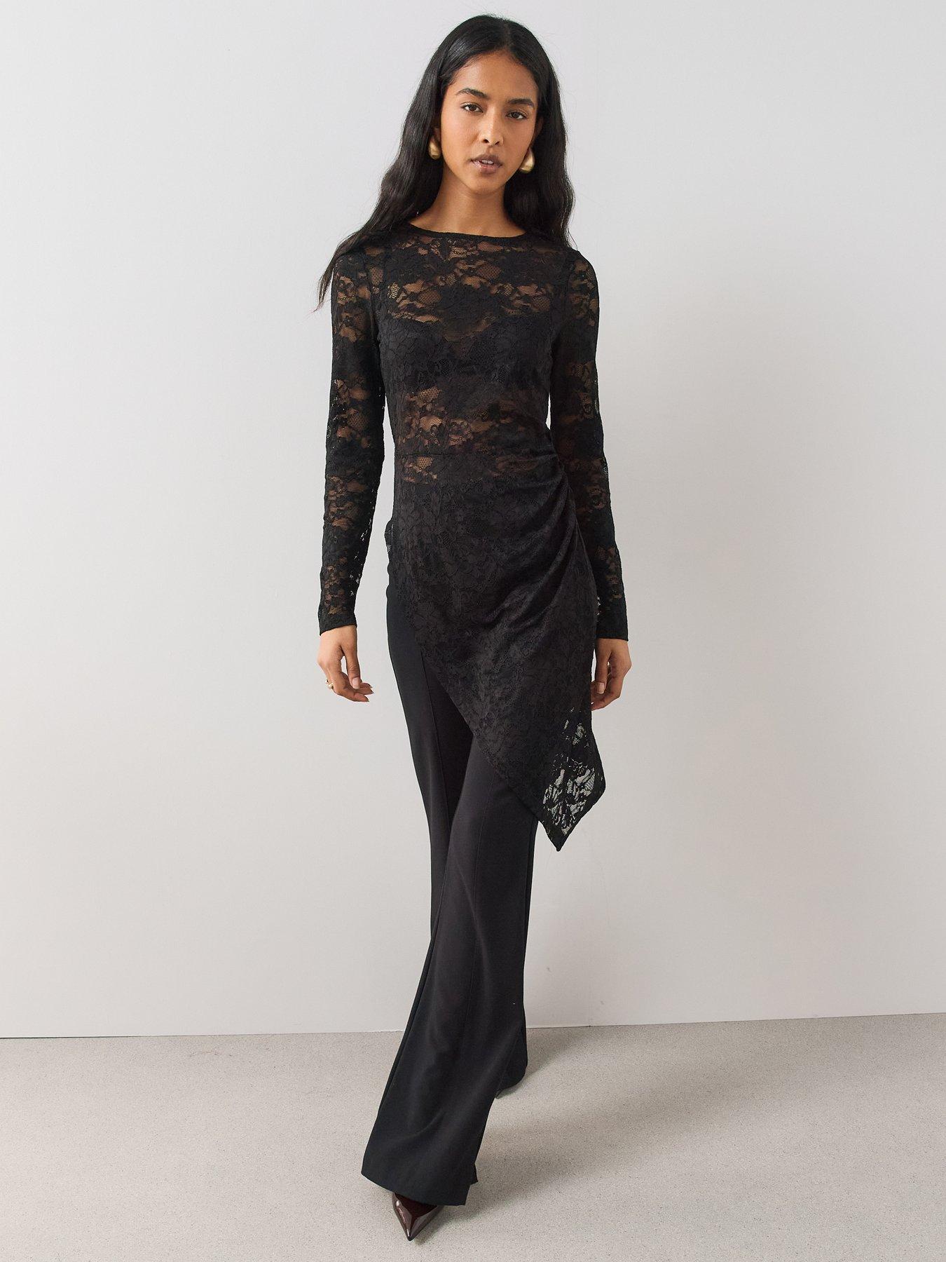 Image 1 of 6 of The Very Collection Lace Maxi Long Sleeve Top
