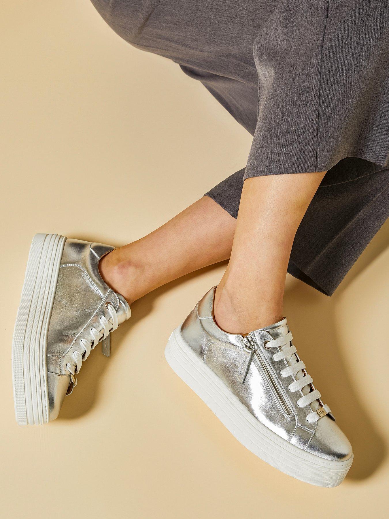 Image 6 of 6 of Jones Bootmaker Amalia Flatform Trainer - Silver