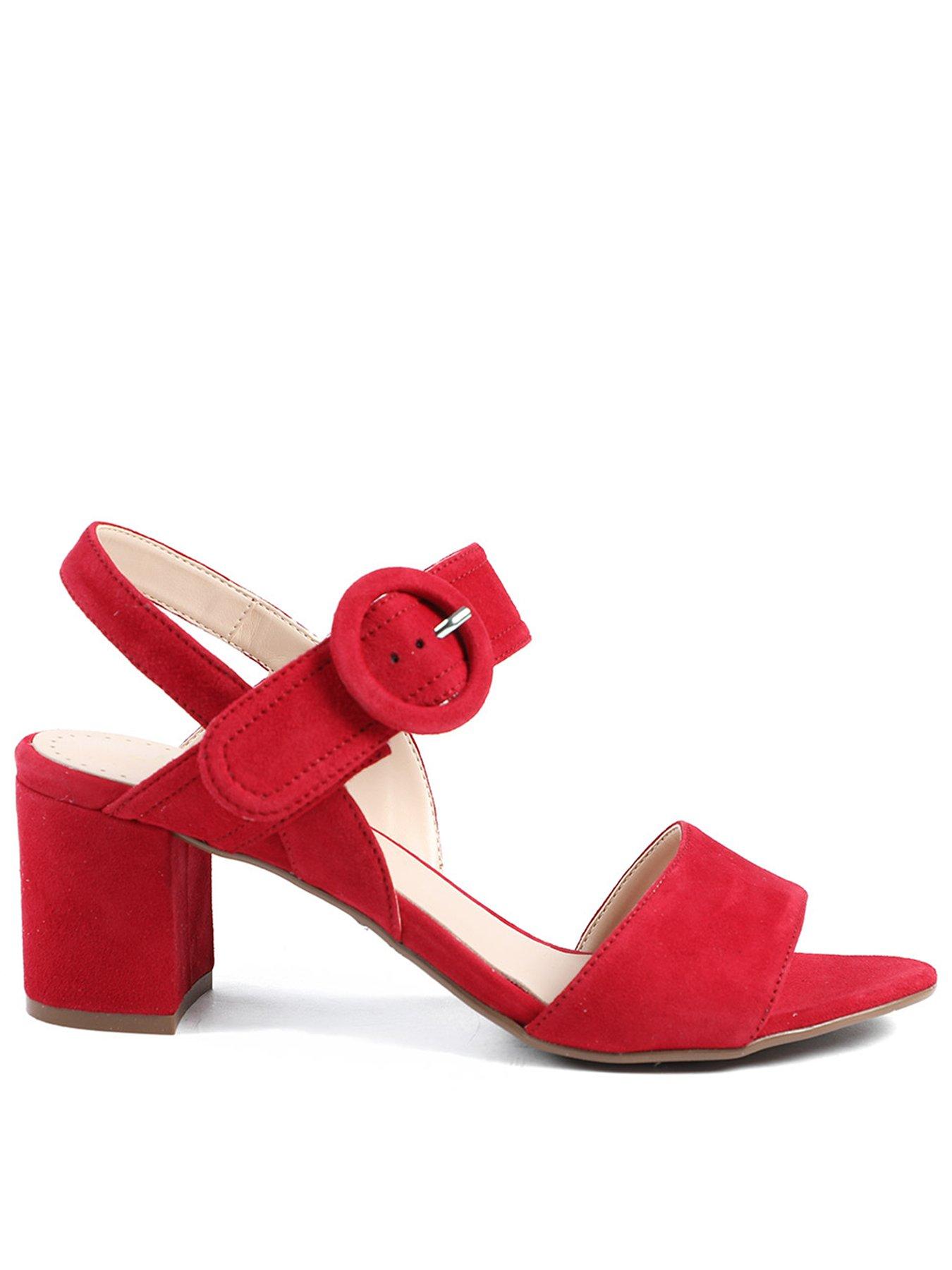 Jones Bootmaker Garnett Block Heel Buckle Sandal - Red