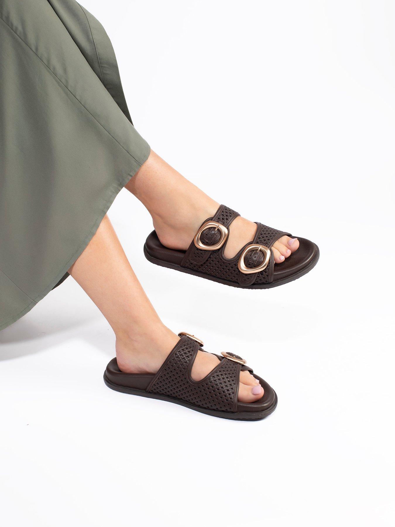 Image 6 of 6 of Jones Bootmaker Gisela Buckle Flat Sandal - Brown