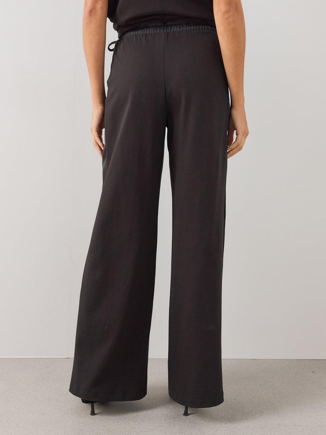 Image 2 of 6 of The Very Collection Womens Satin Mix Jersey Trousers - Black