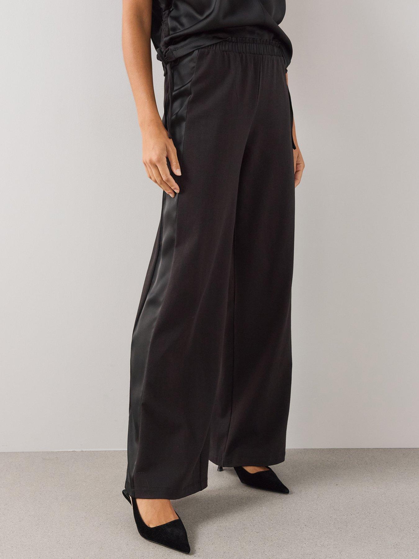 Image 4 of 6 of The Very Collection Womens Satin Mix Jersey Trousers - Black