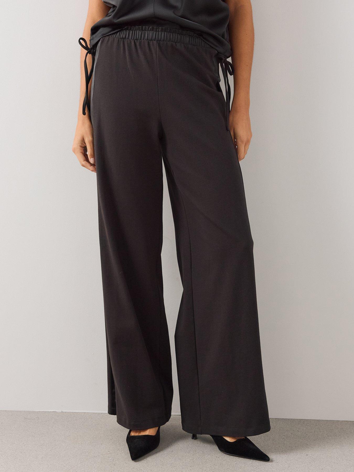 Image 6 of 6 of The Very Collection Womens Satin Mix Jersey Trousers - Black