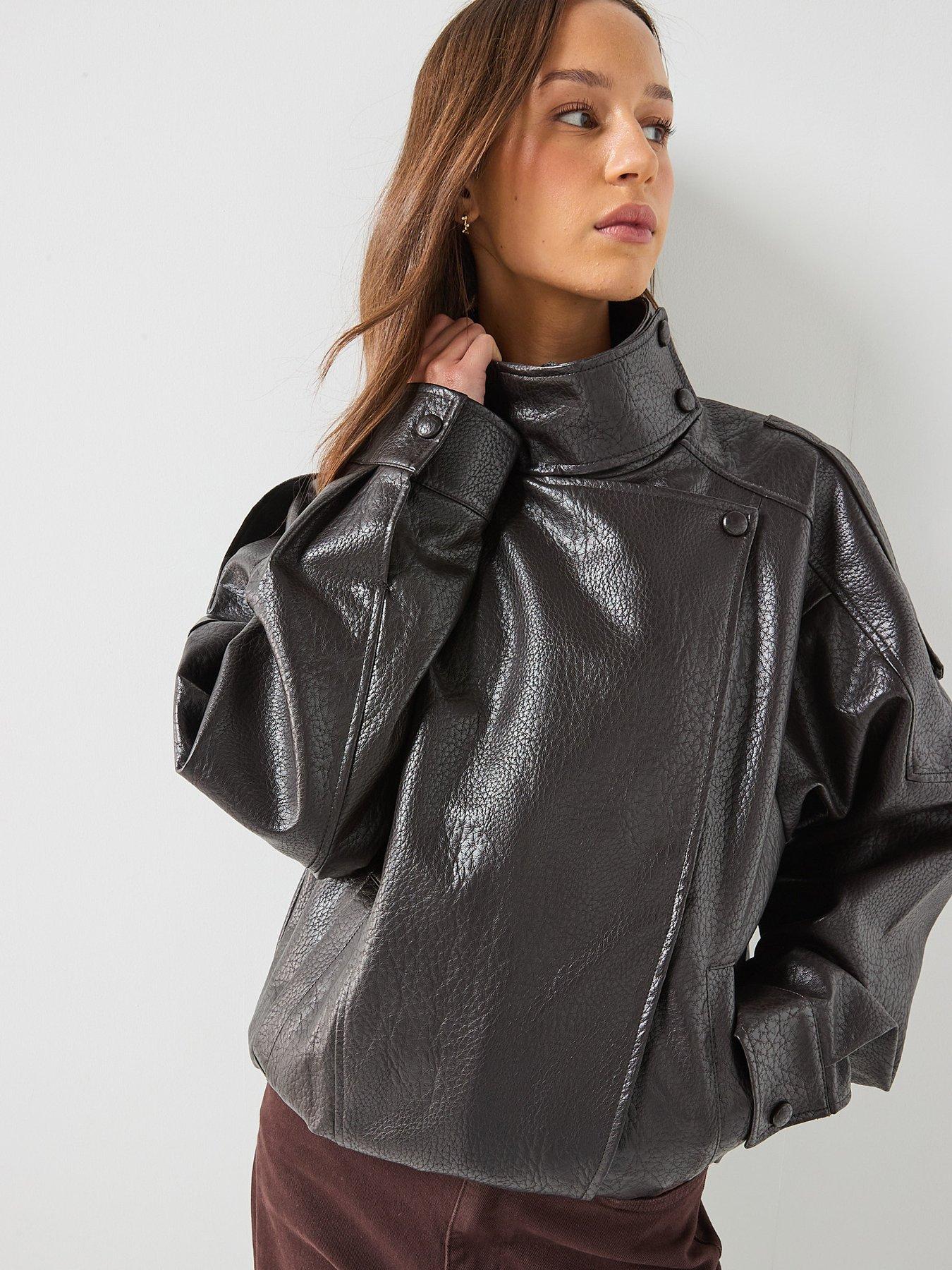 Image 1 of 6 of JDY Jdyraye Pu Oversized Bomber Jacket Pnt