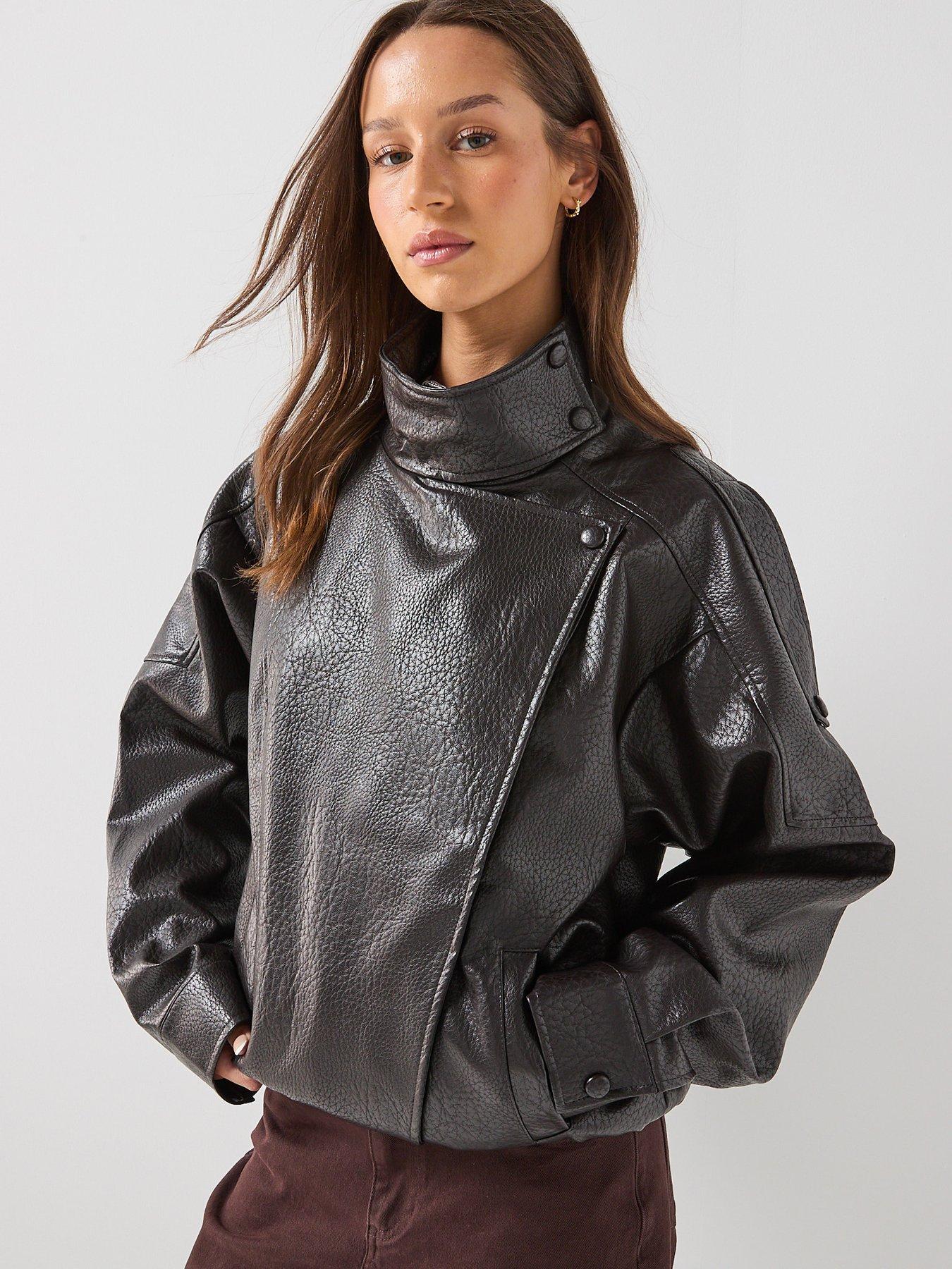 Image 4 of 6 of JDY Jdyraye Pu Oversized Bomber Jacket Pnt