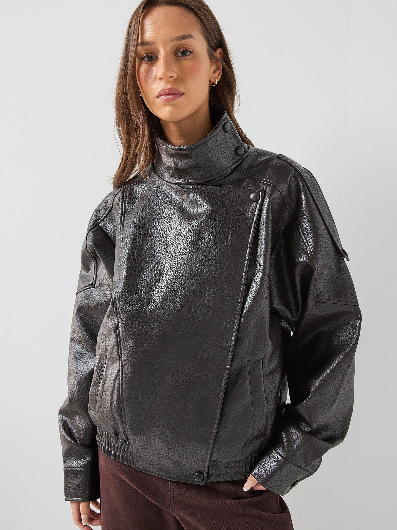 Image 6 of 6 of JDY Jdyraye Pu Oversized Bomber Jacket Pnt