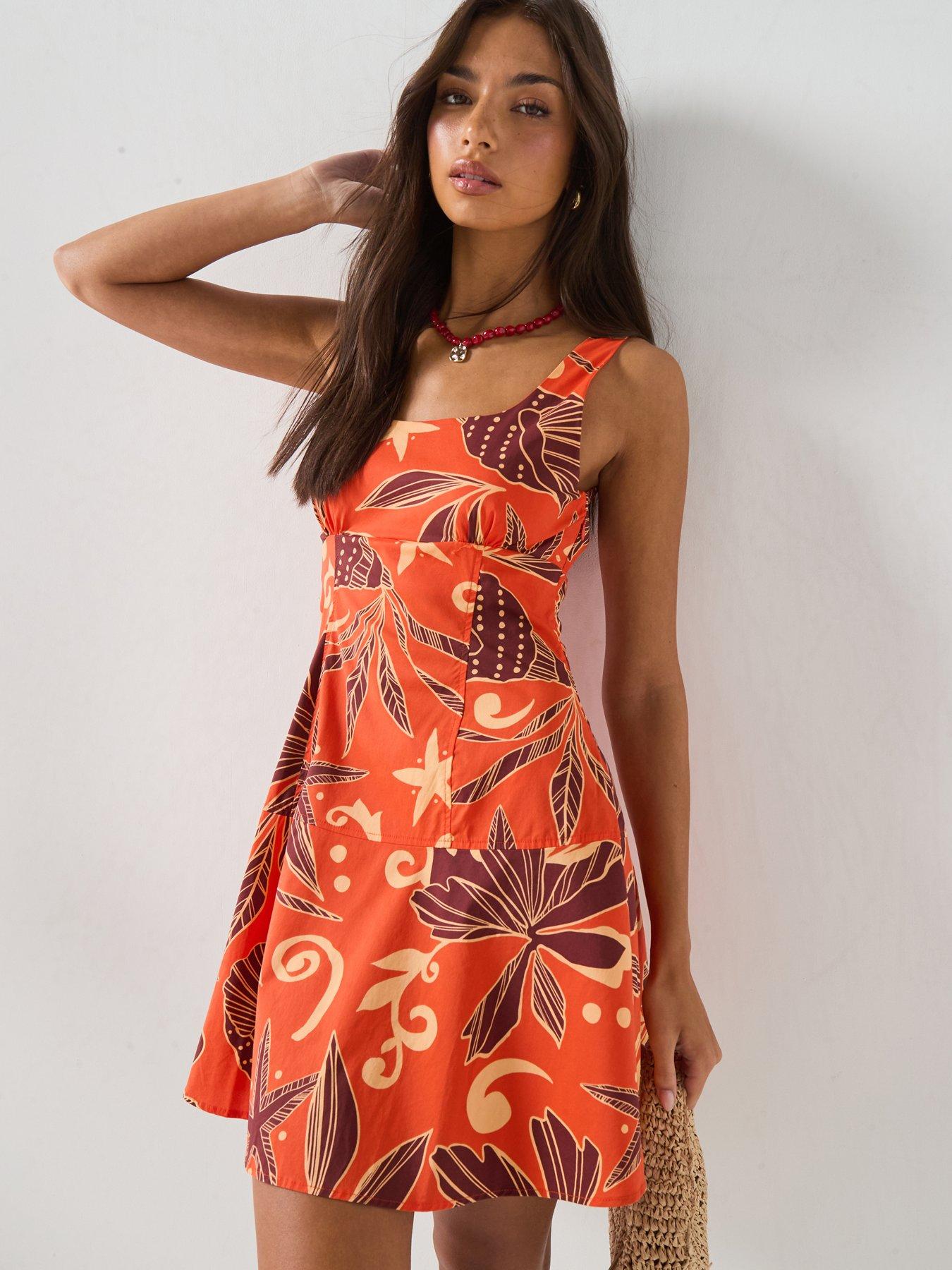 vero moda orange dress Vero Moda - Floral Eyelet Jersey Cami Maxi Dress - Women - Polyester/Spandex - XL