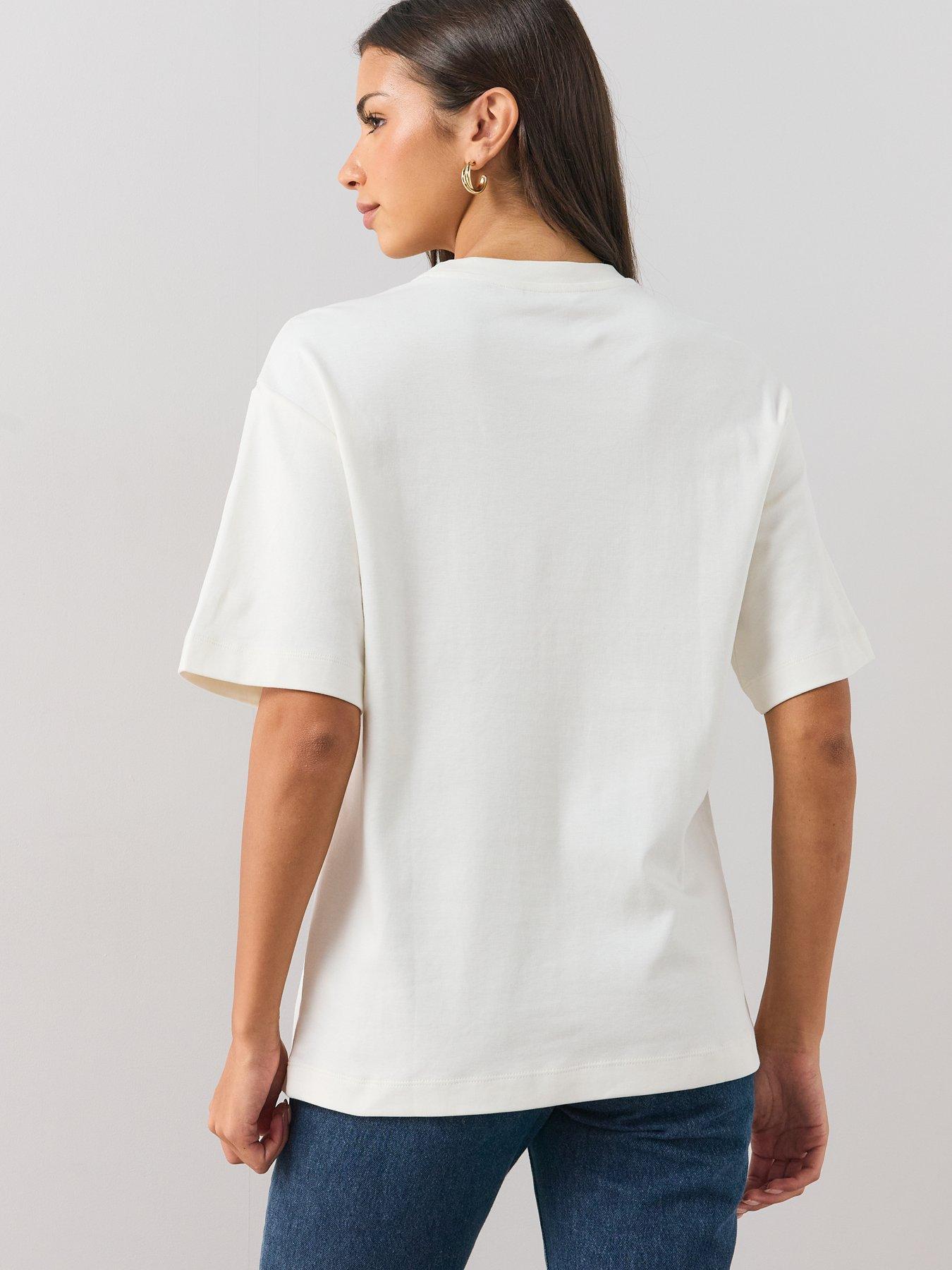 Image 2 of 6 of The Very Collection Interlock Longline Heavyweight Tee - Cream