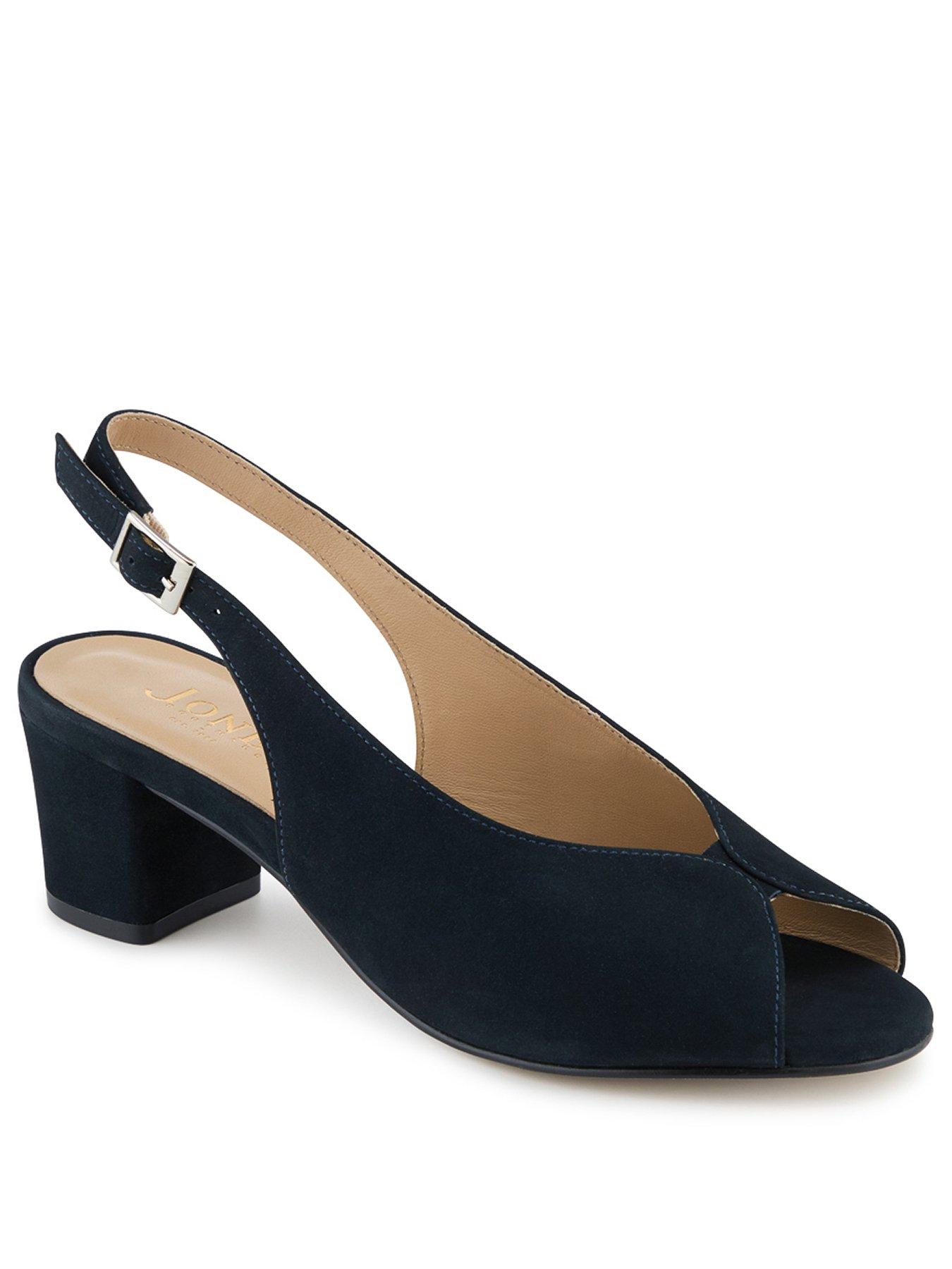 Image 2 of 5 of Jones Bootmaker Zahara Peep Toe Block Court Heel - Navy