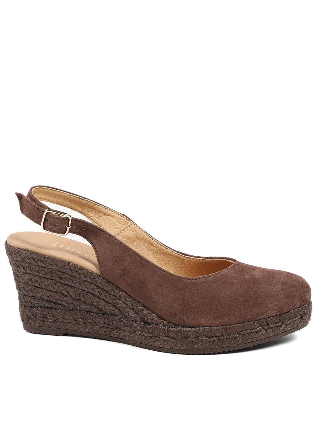 Image 1 of 5 of Jones Bootmaker Wide Fit Cederica Suede Wedge - Brown