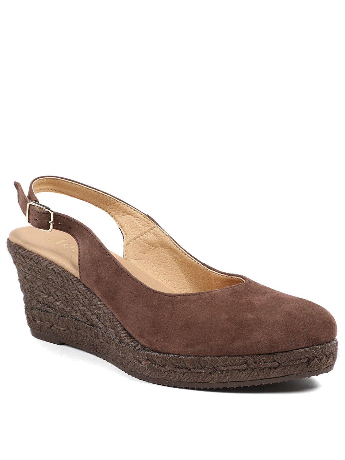 Image 2 of 5 of Jones Bootmaker Wide Fit Cederica Suede Wedge - Brown