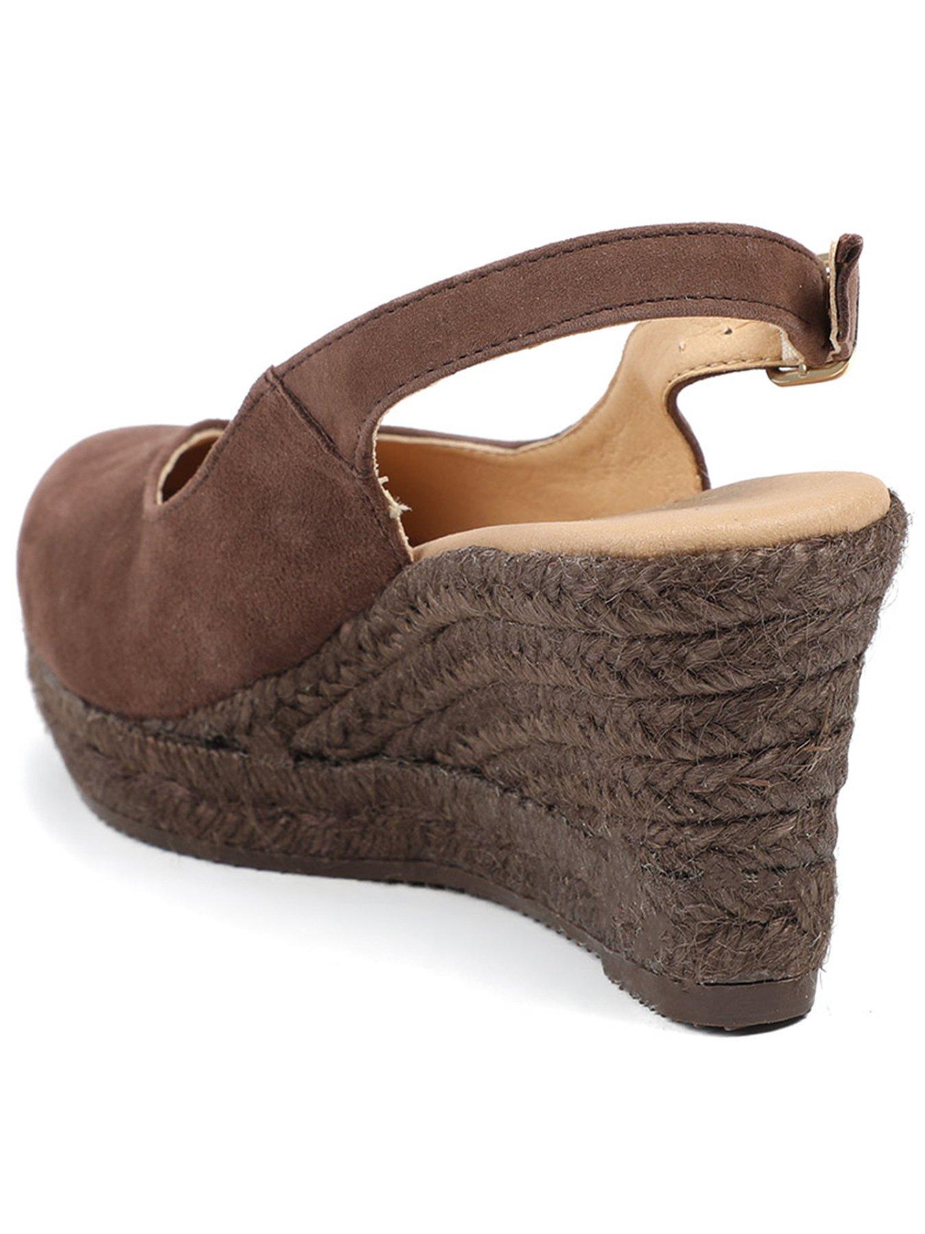 Image 3 of 5 of Jones Bootmaker Wide Fit Cederica Suede Wedge - Brown