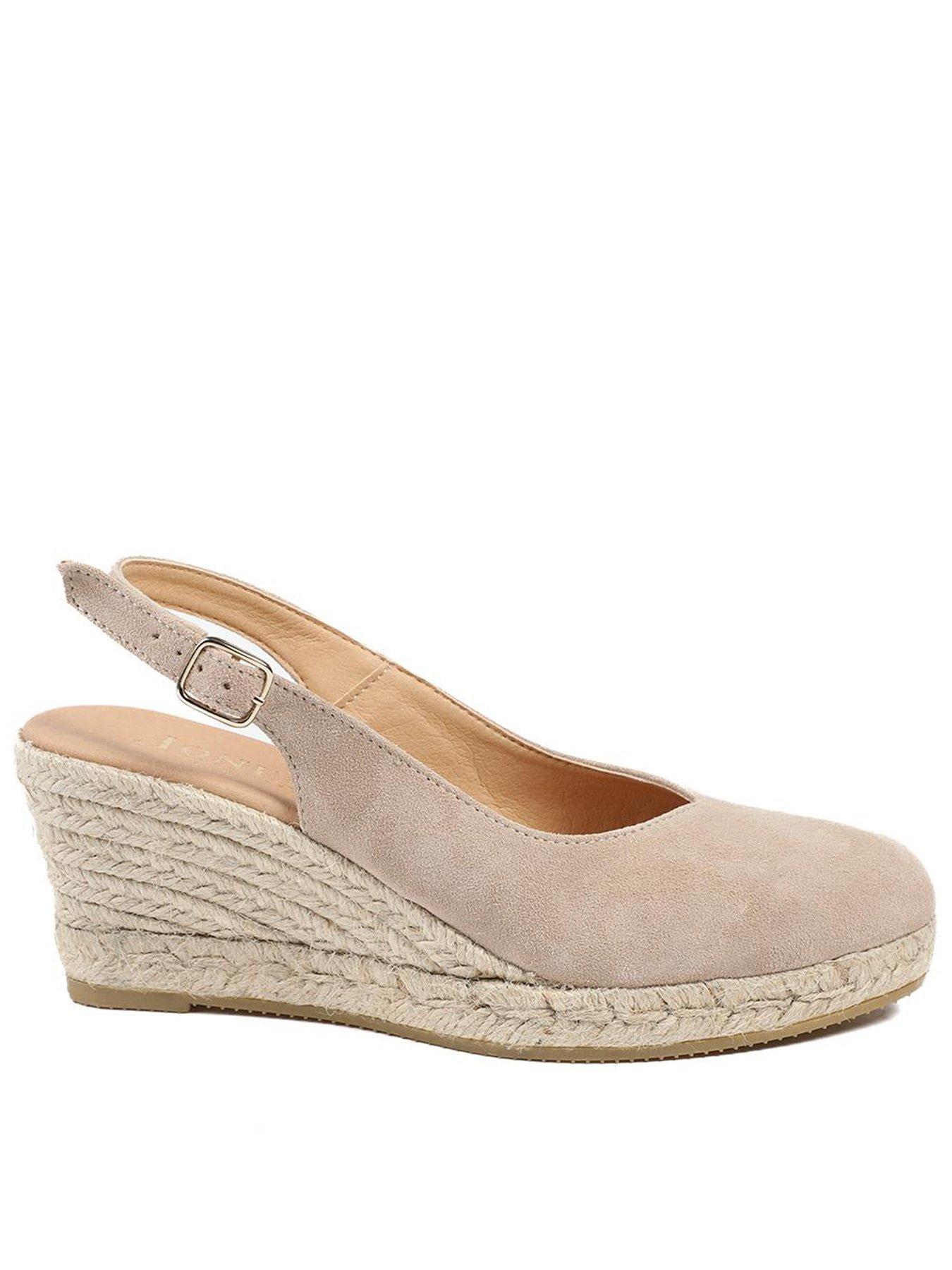 Image 1 of 5 of Jones Bootmaker Wide Fit Cederica Suede Wedge - Beige