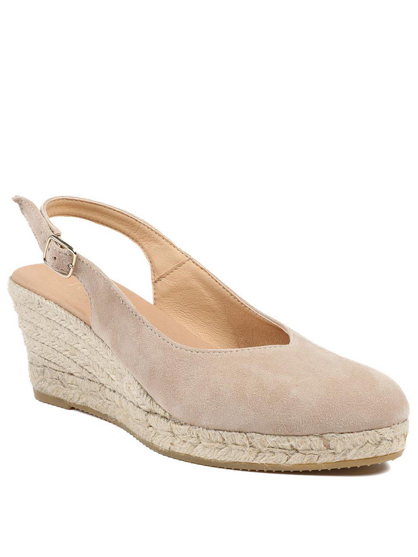 Image 2 of 5 of Jones Bootmaker Wide Fit Cederica Suede Wedge - Beige