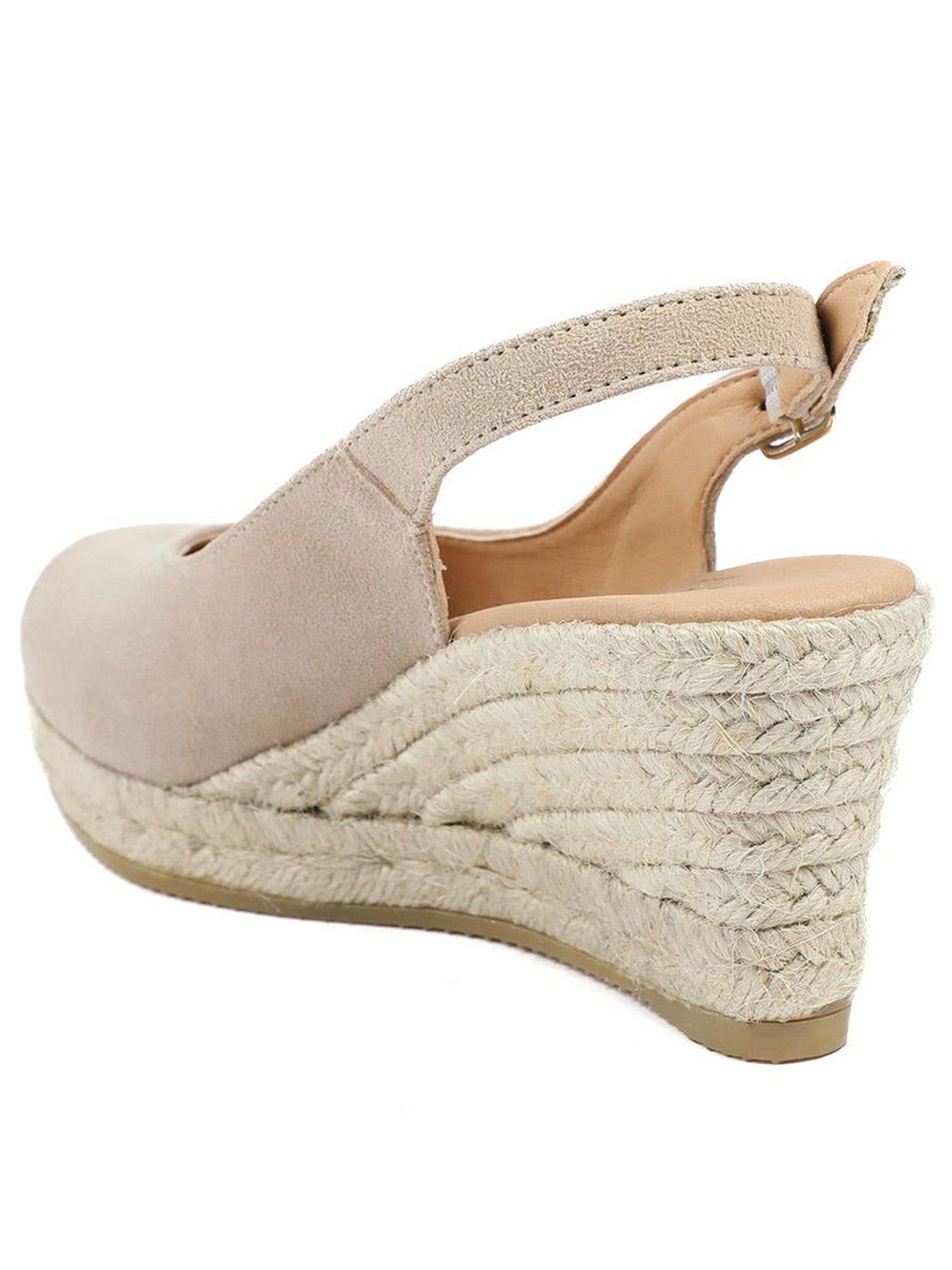 Image 3 of 5 of Jones Bootmaker Wide Fit Cederica Suede Wedge - Beige