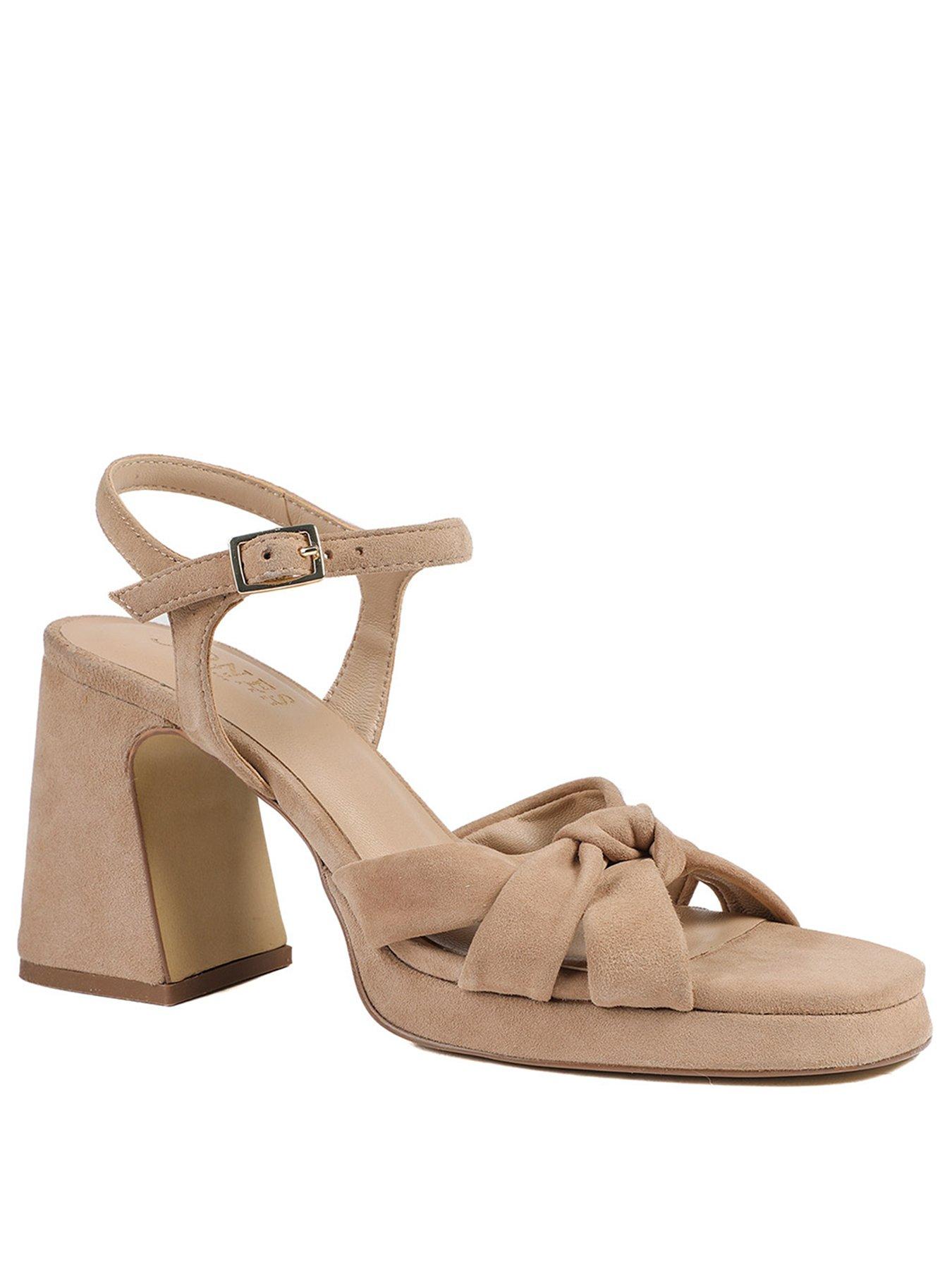 Image 2 of 6 of Jones Bootmaker Gloriana Block Heel Knot Sandal - Beige