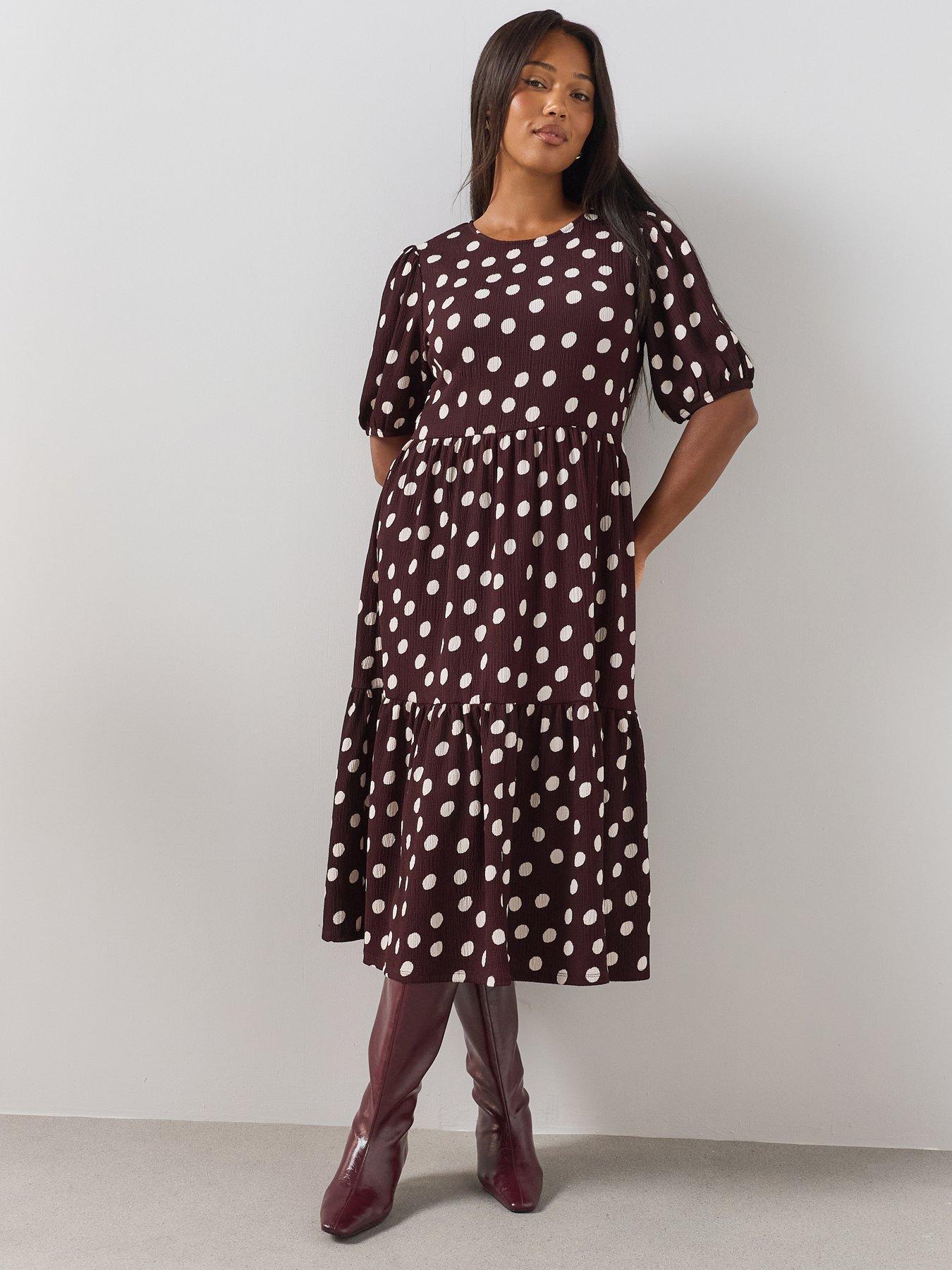 The Very Collection Curve Stretch Crinkle Bow Back Midi - Print