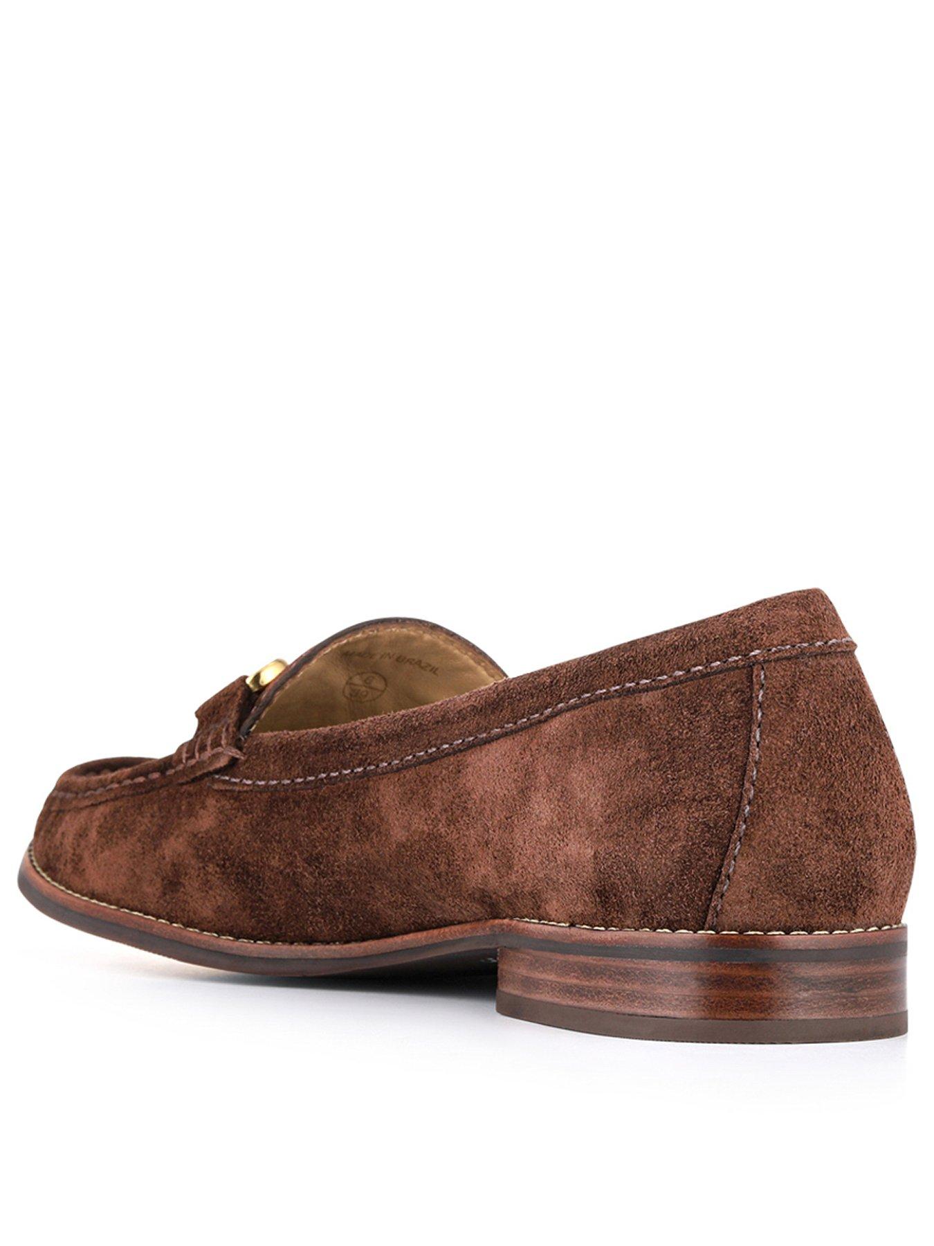 Image 3 of 6 of Jones Bootmaker Wide Fit Lex Suede Buckle Loafer - Brown