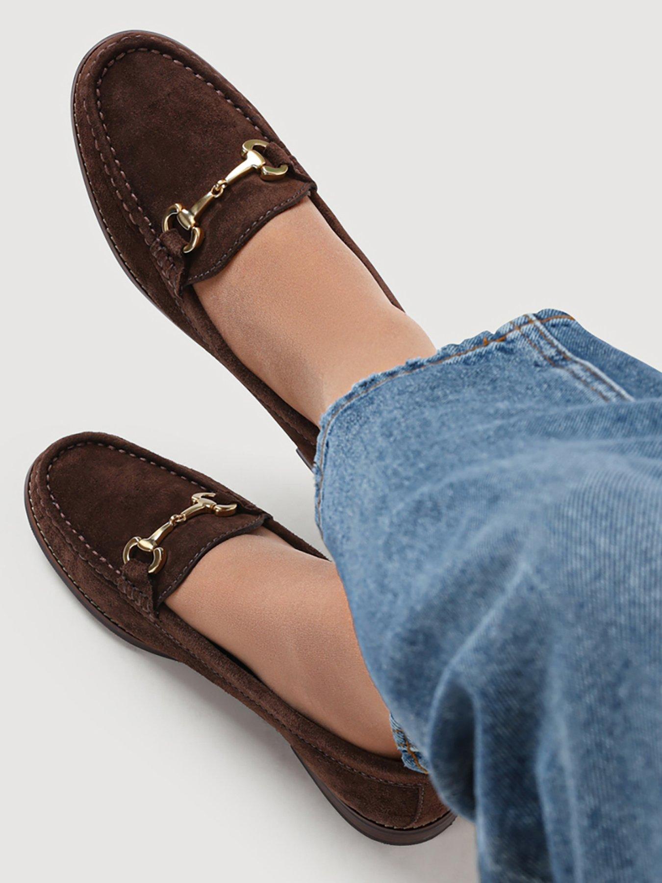 Image 6 of 6 of Jones Bootmaker Wide Fit Lex Suede Buckle Loafer - Brown