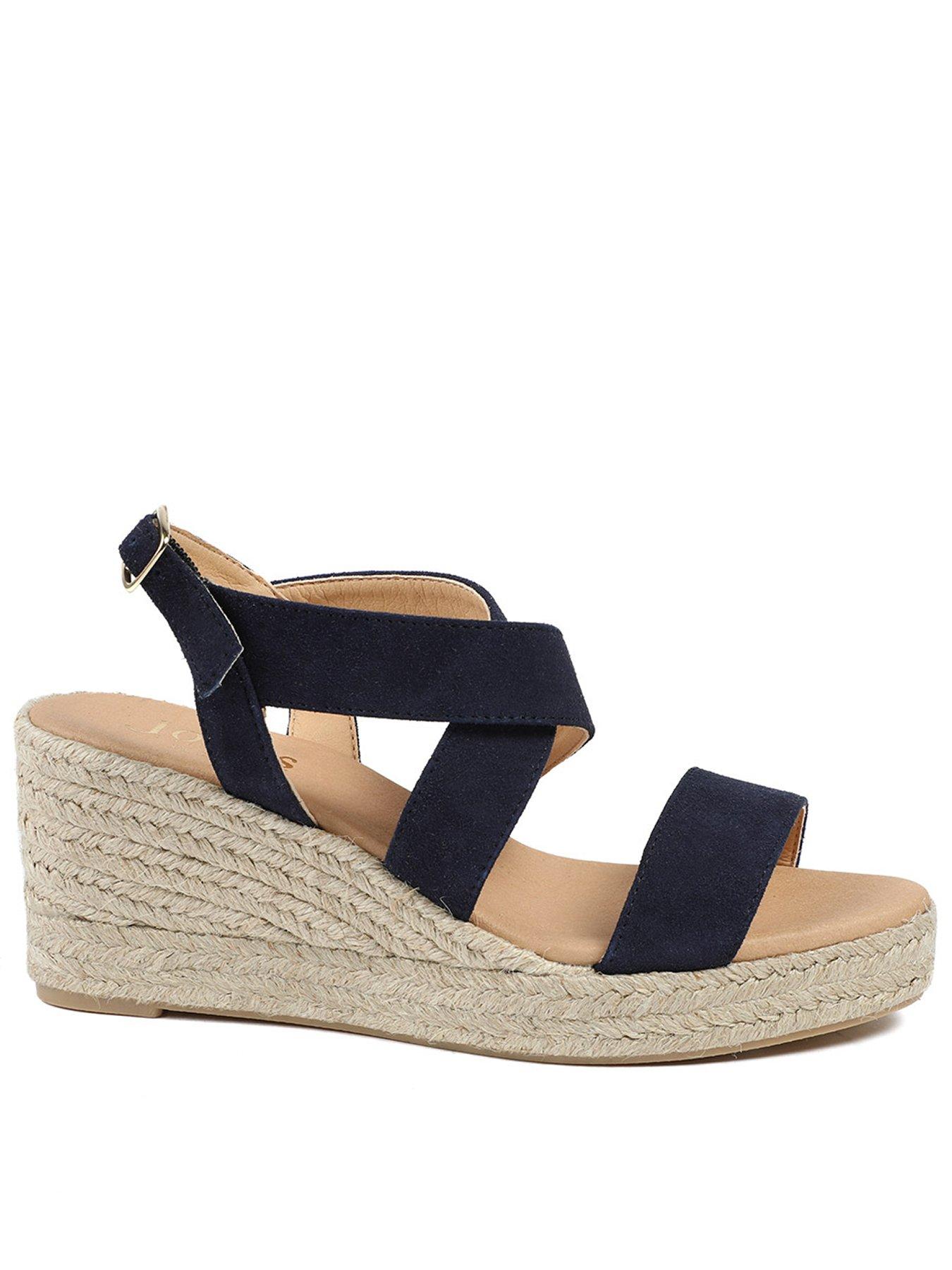 Image 1 of 5 of Jones Bootmaker Romilly Crossover Strap Wedge - Navy