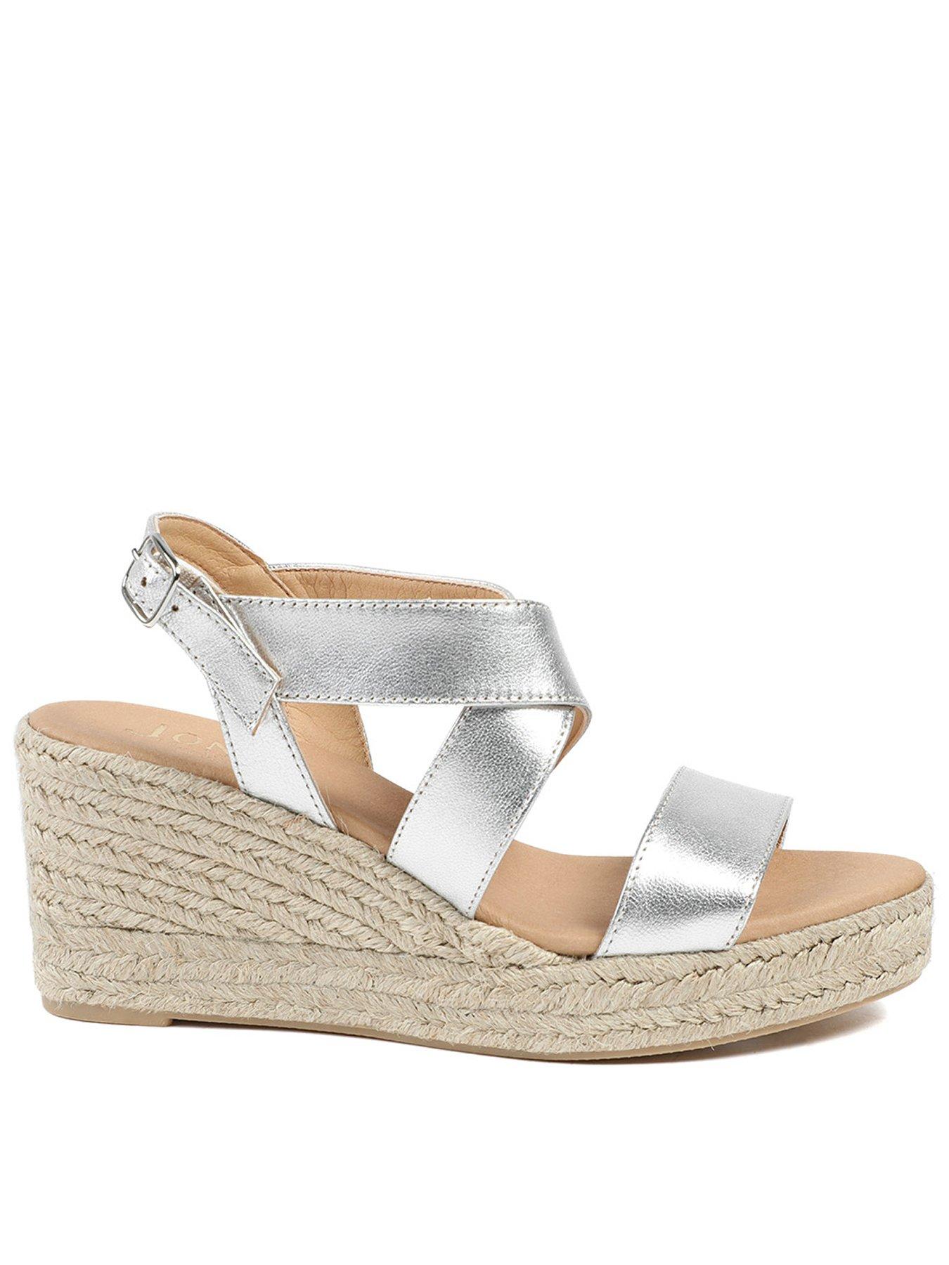Jones Bootmaker Romilly Crossover Strap Wedge - Silver