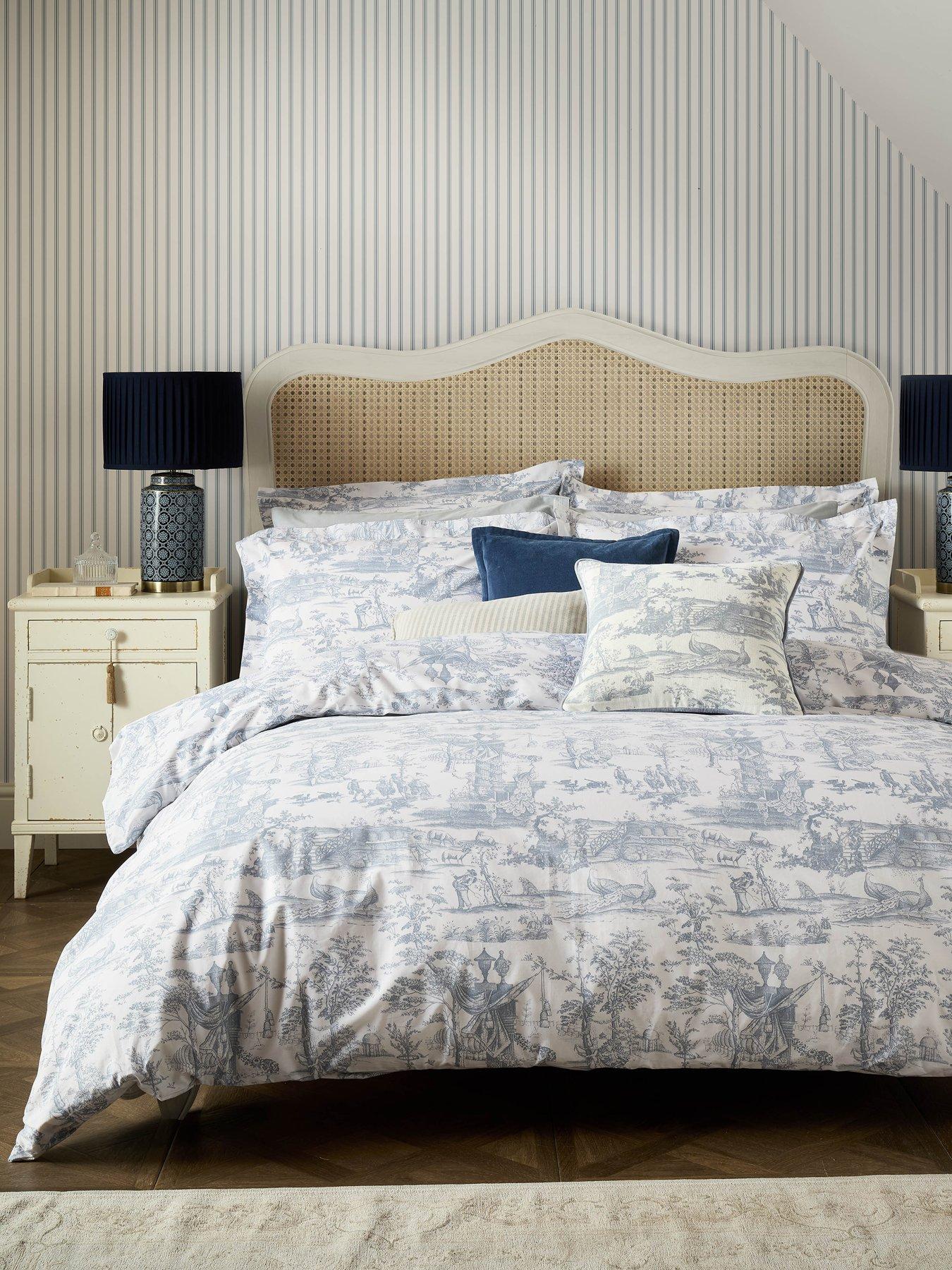 Laura Ashley Braysmith Toile Quilt Set Chambray Blue