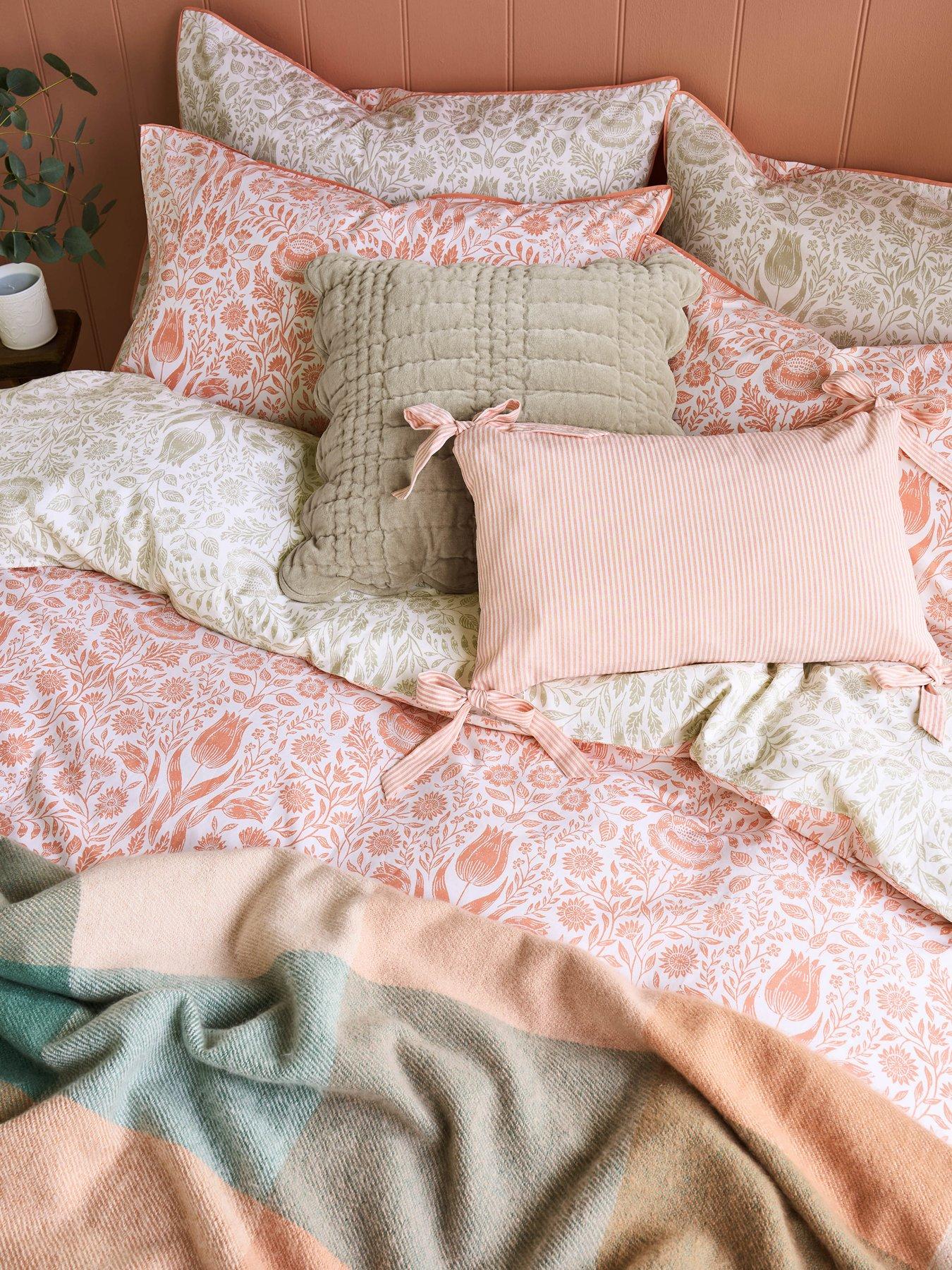 Image 7 of 7 of Laura Ashley Ashstead Damask Quilt Set Natural Coral