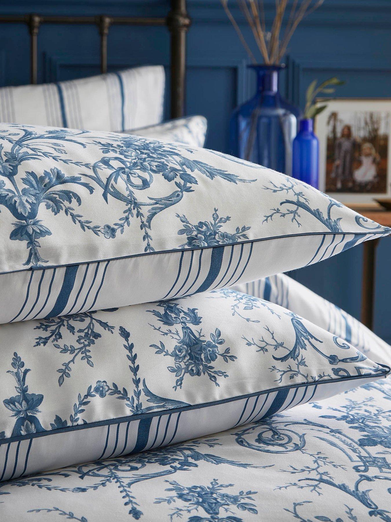 Laura Ashley Tuileries 100% Cotton Standard Pillowcase Pair 50cm x 75cm Midnight