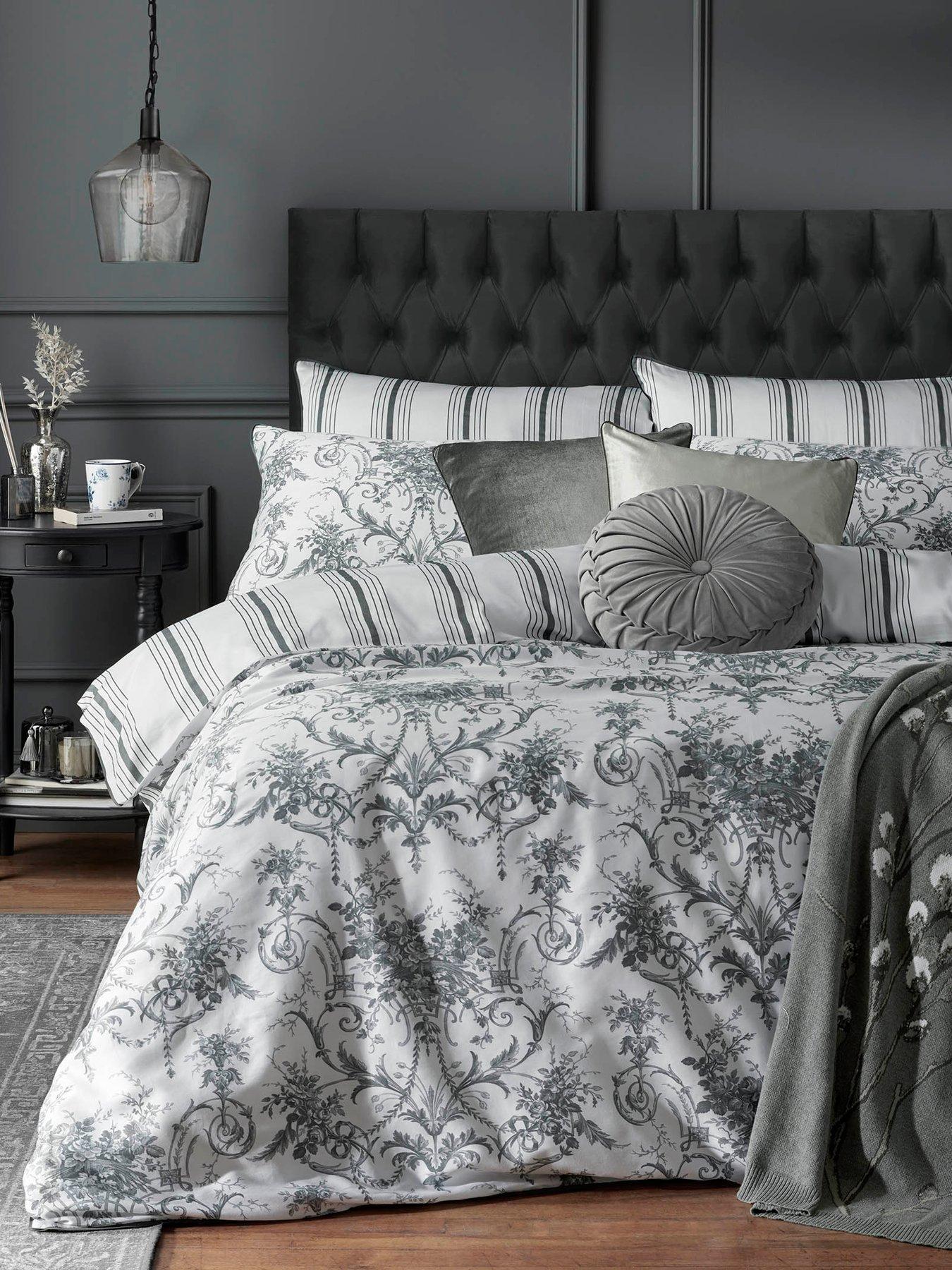 Laura Ashley Tuileries Standard Pillowcase Pair 50x75cm Charcoal