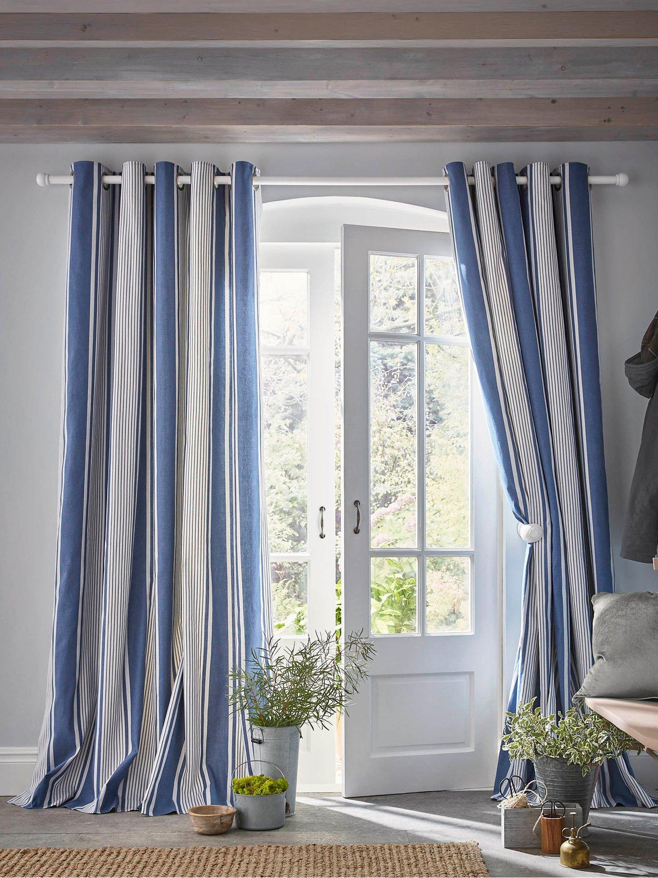 Image 1 of 1 of Laura Ashley Tiverton Eyelet Curtains Denim Blue