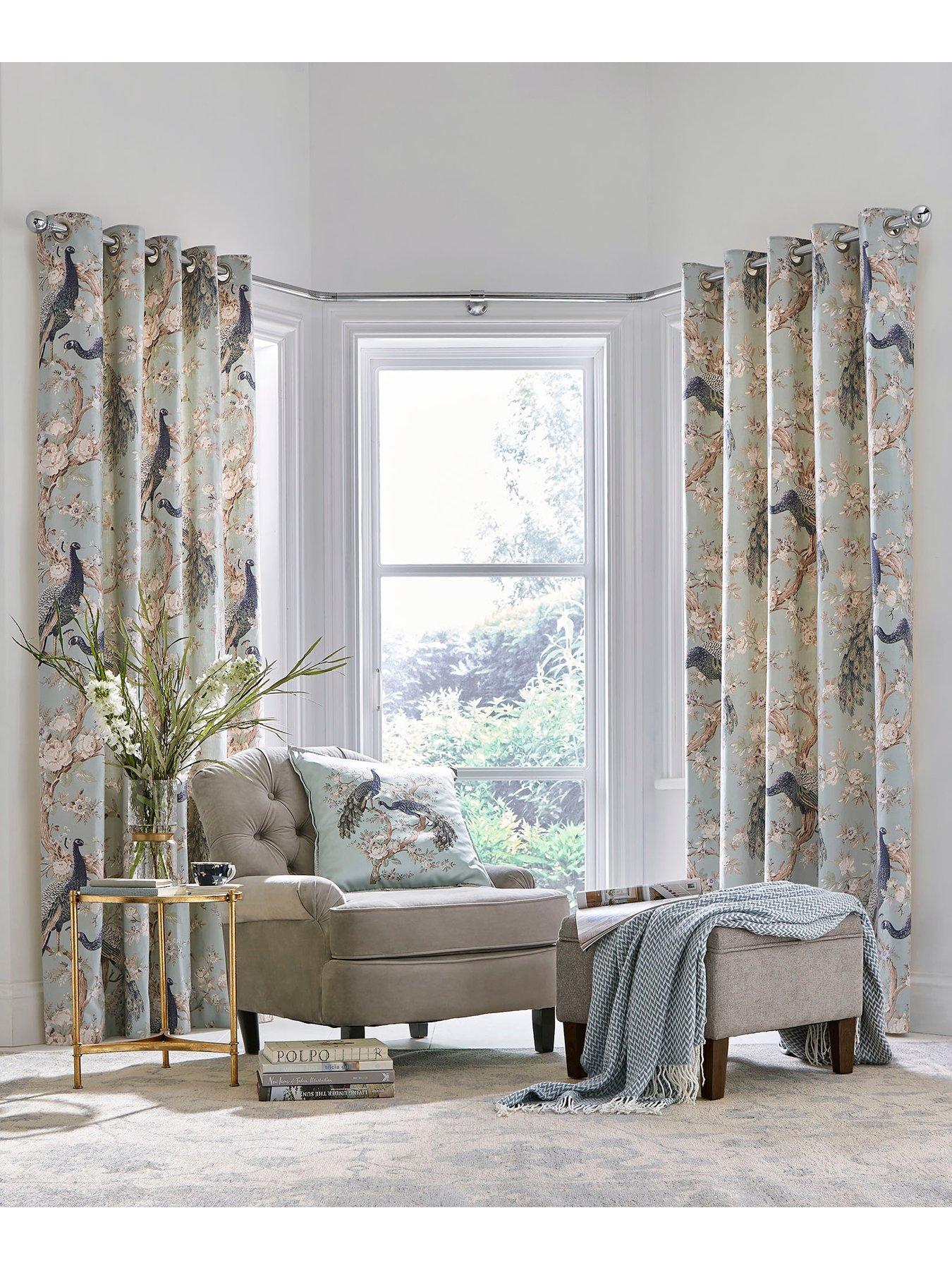 Laura Ashley Belvedere Eyelet Curtains Duck Egg