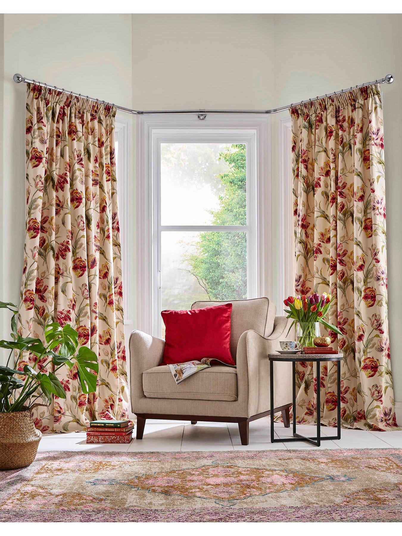 Laura Ashley Gosford Curtains 66cm (26" Tie Back - Pair) Cranberry
