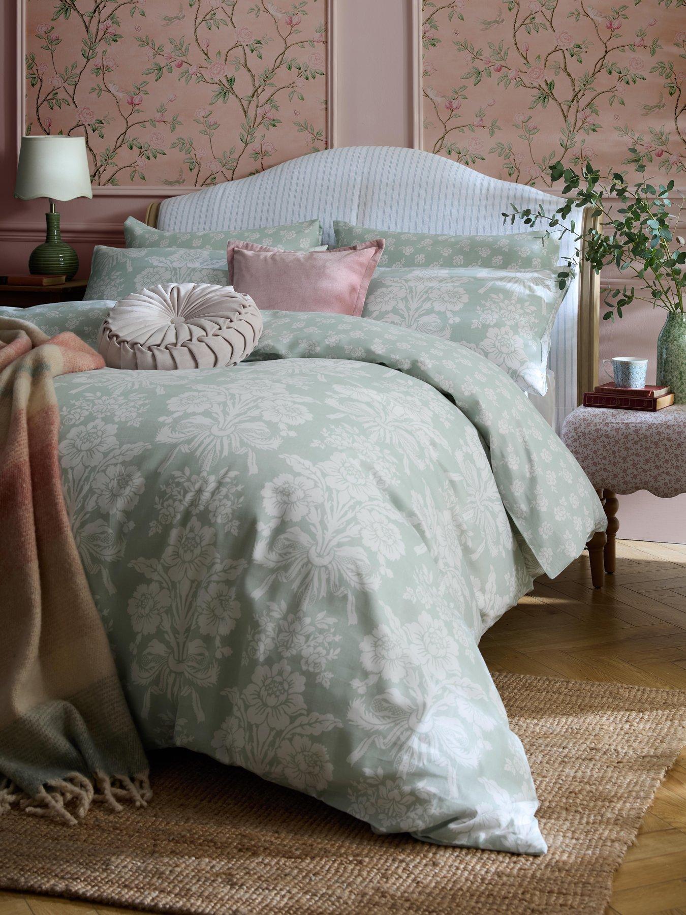 Laura Ashley Tatton Quilt Set Duck Egg Green