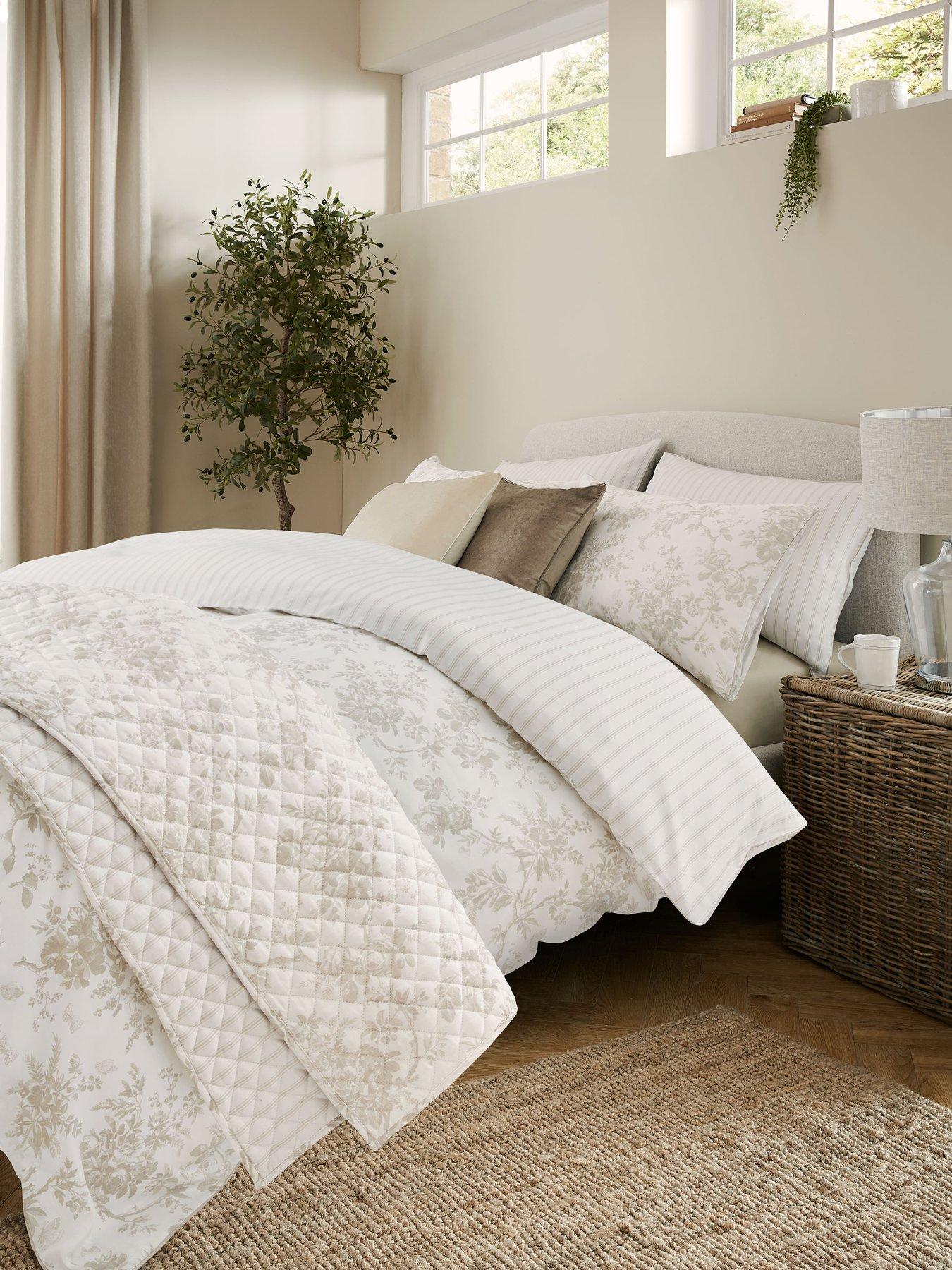 Image 1 of 6 of Laura Ashley Walled Garden 100% Cotton Quilt Set Dove Grey