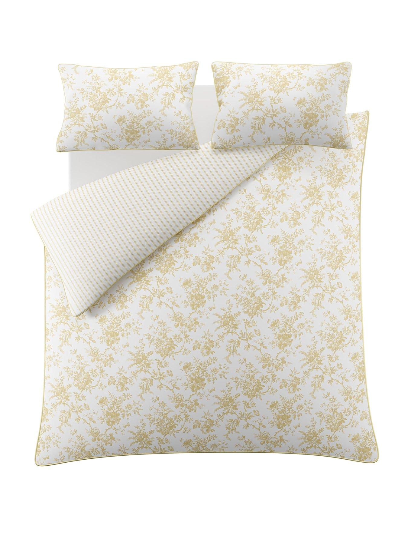 Image 2 of 7 of Laura Ashley Walled Garden 100% Cotton Quilt Set Ochre Yellow