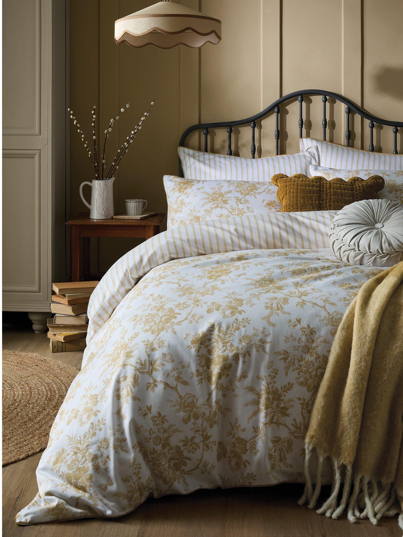 Laura Ashley Walledgarden Standard Pillowcase Pair 50x75cm Ochre Yellow