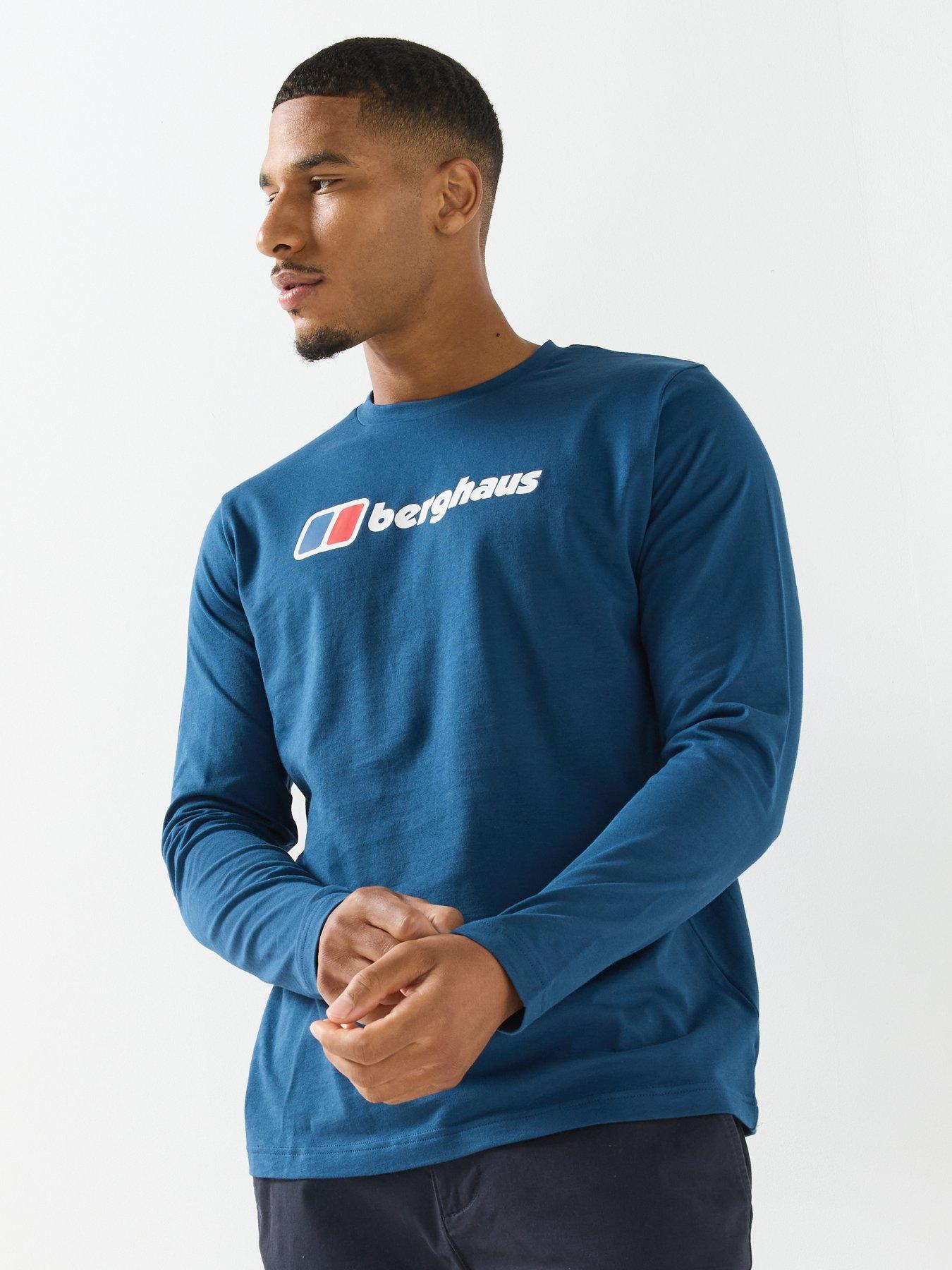 Berghaus Mens Big Logo Long Sleeve T-Shirt, Blue, Size 2Xl, Men
