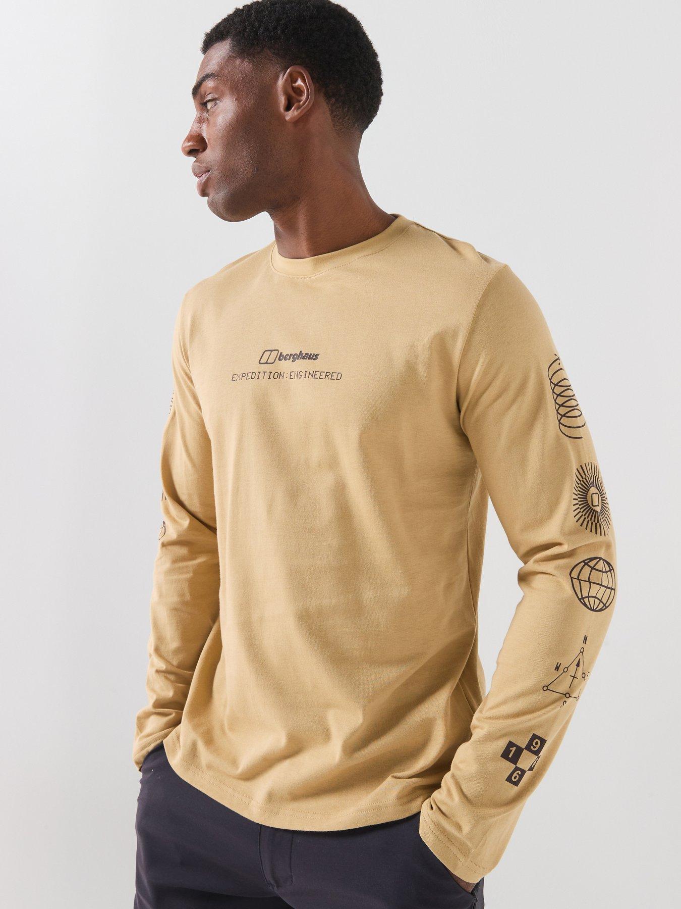 Berghaus Mens Exped Essential Printed Long Sleeve T-Shirt, Brown, Size S, Men