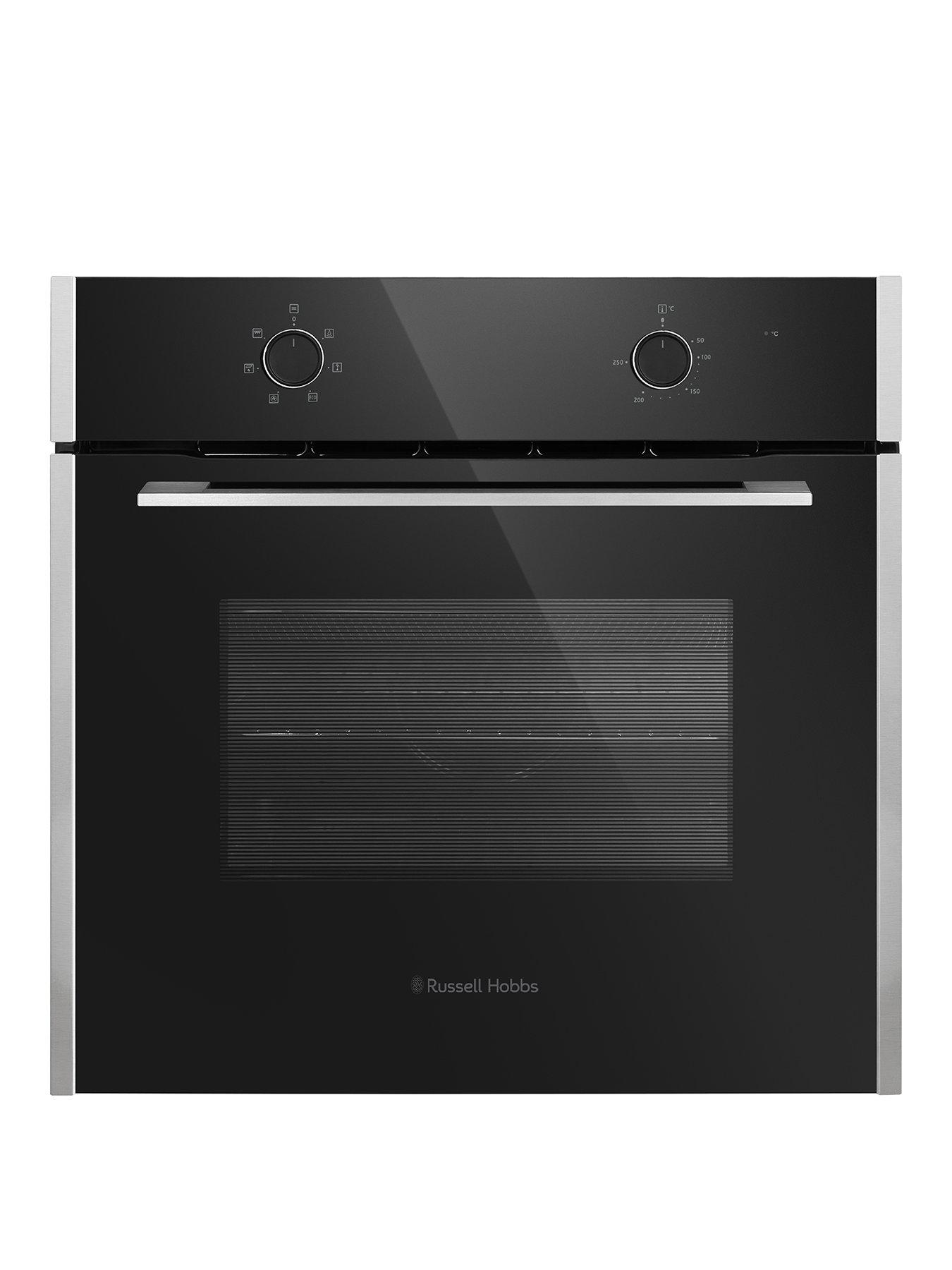 Russell Hobbs RHFEO7006BS Built-In 70L Electric Fan Oven in Black with Stainless Steel Strips